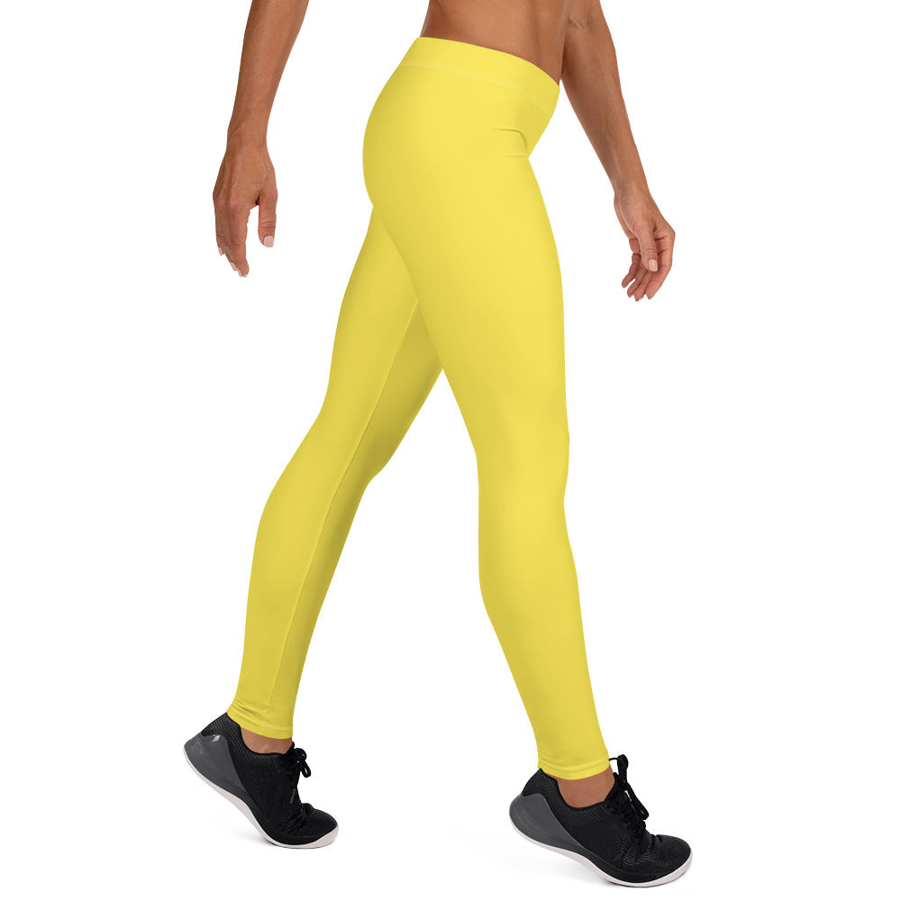 Preppy Plain Yellow Gym Workout Leggings for Women