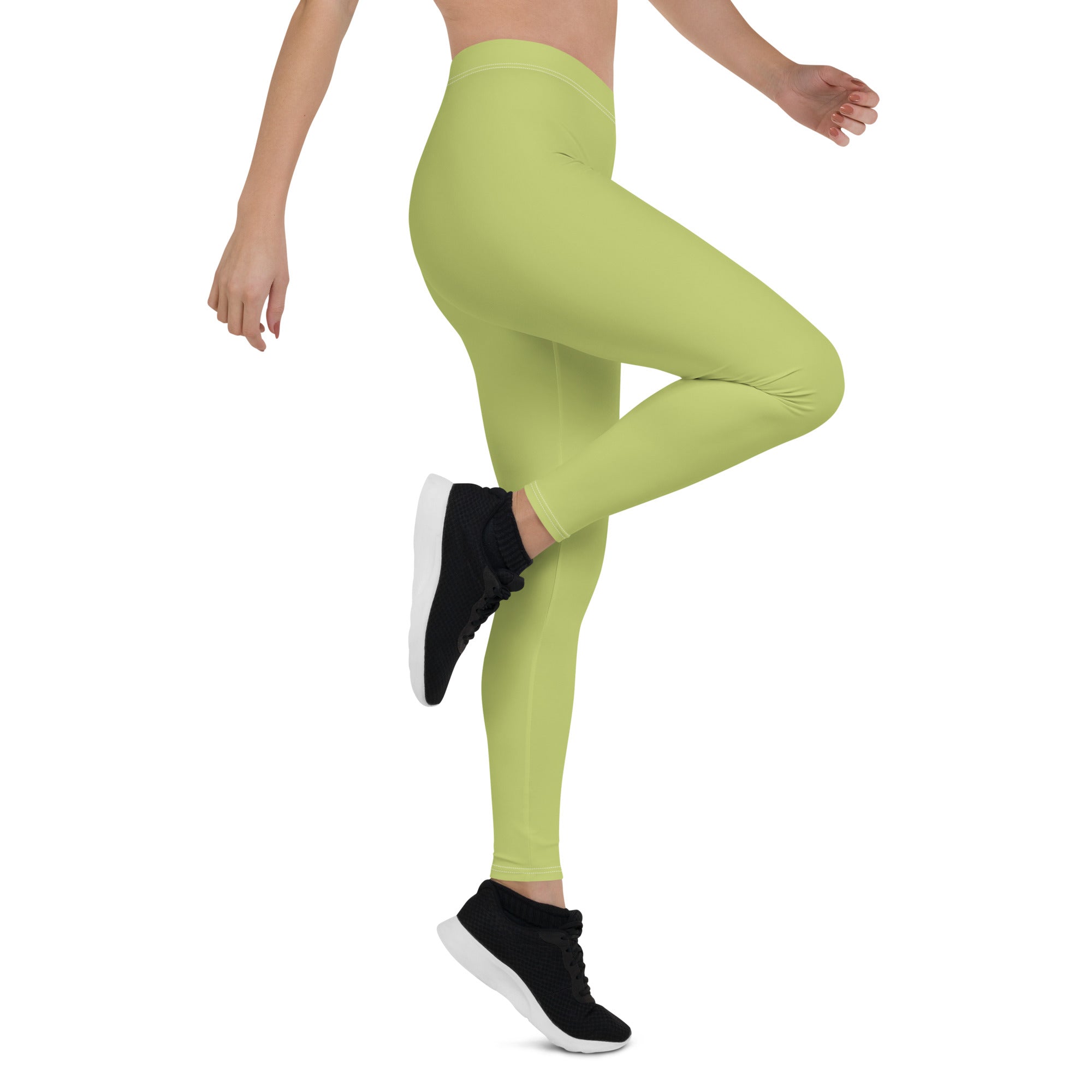 Preppy Plain Olive Green Gym Workout Leggings for Women