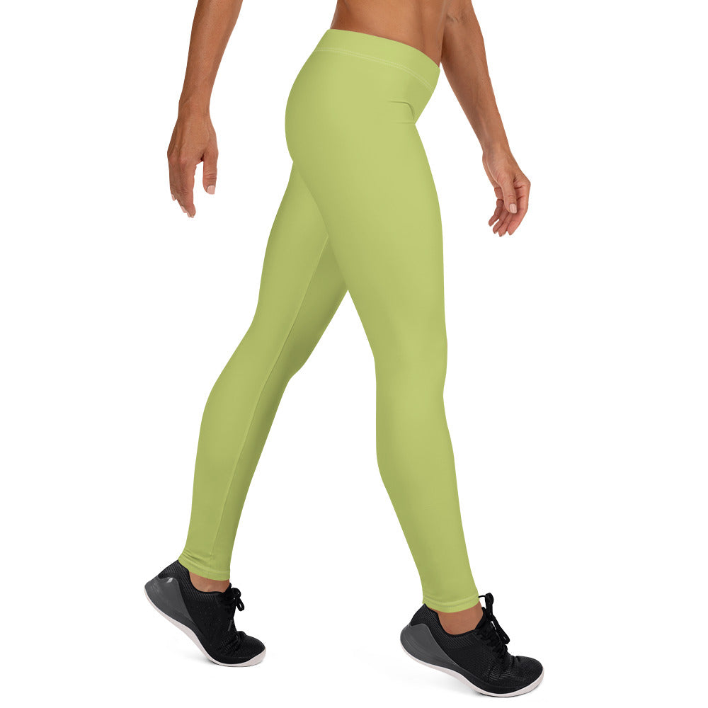 Preppy Plain Olive Green Gym Workout Leggings for Women