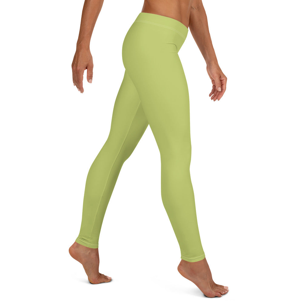 Preppy Plain Olive Green Gym Workout Leggings for Women