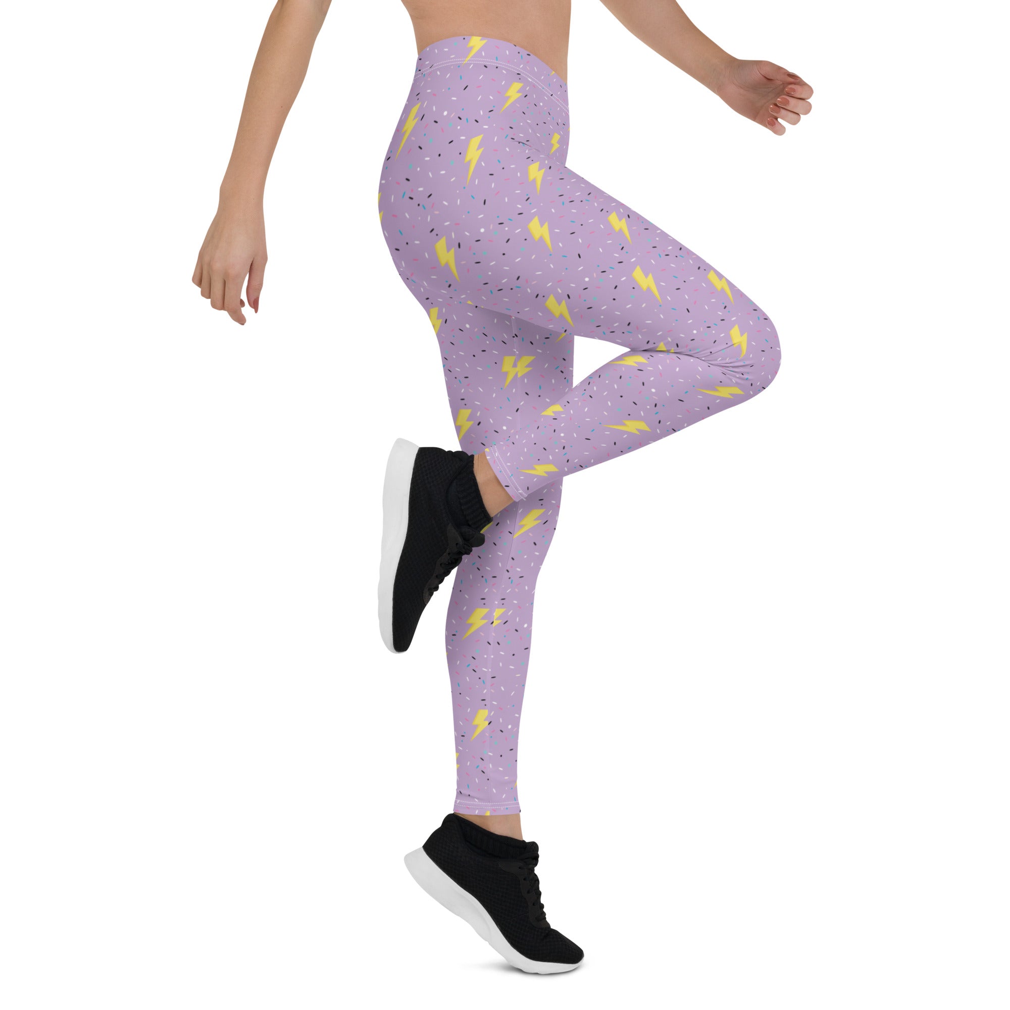 Preppy Purple Lightning Bolts Running & Gym Workout Leggings