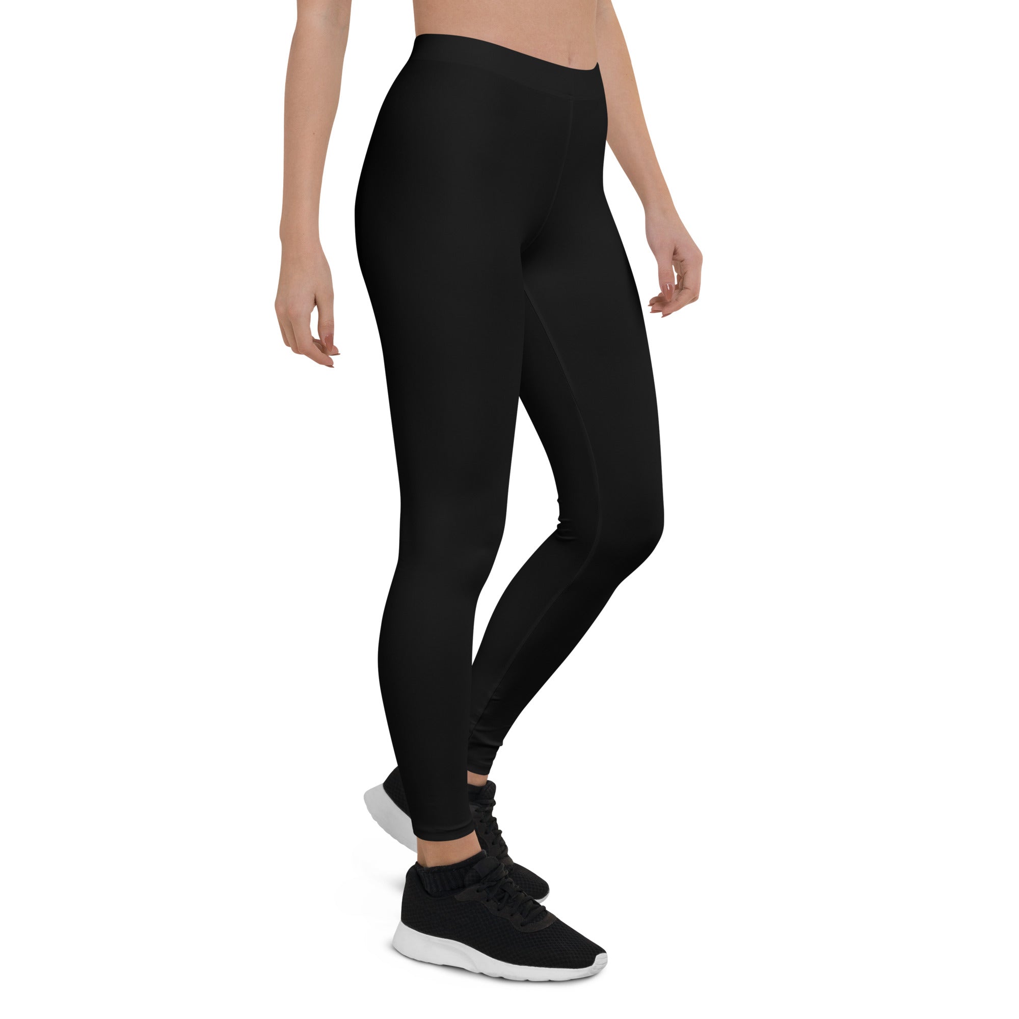 Preppy Plain Black Gym Workout Leggings for Women