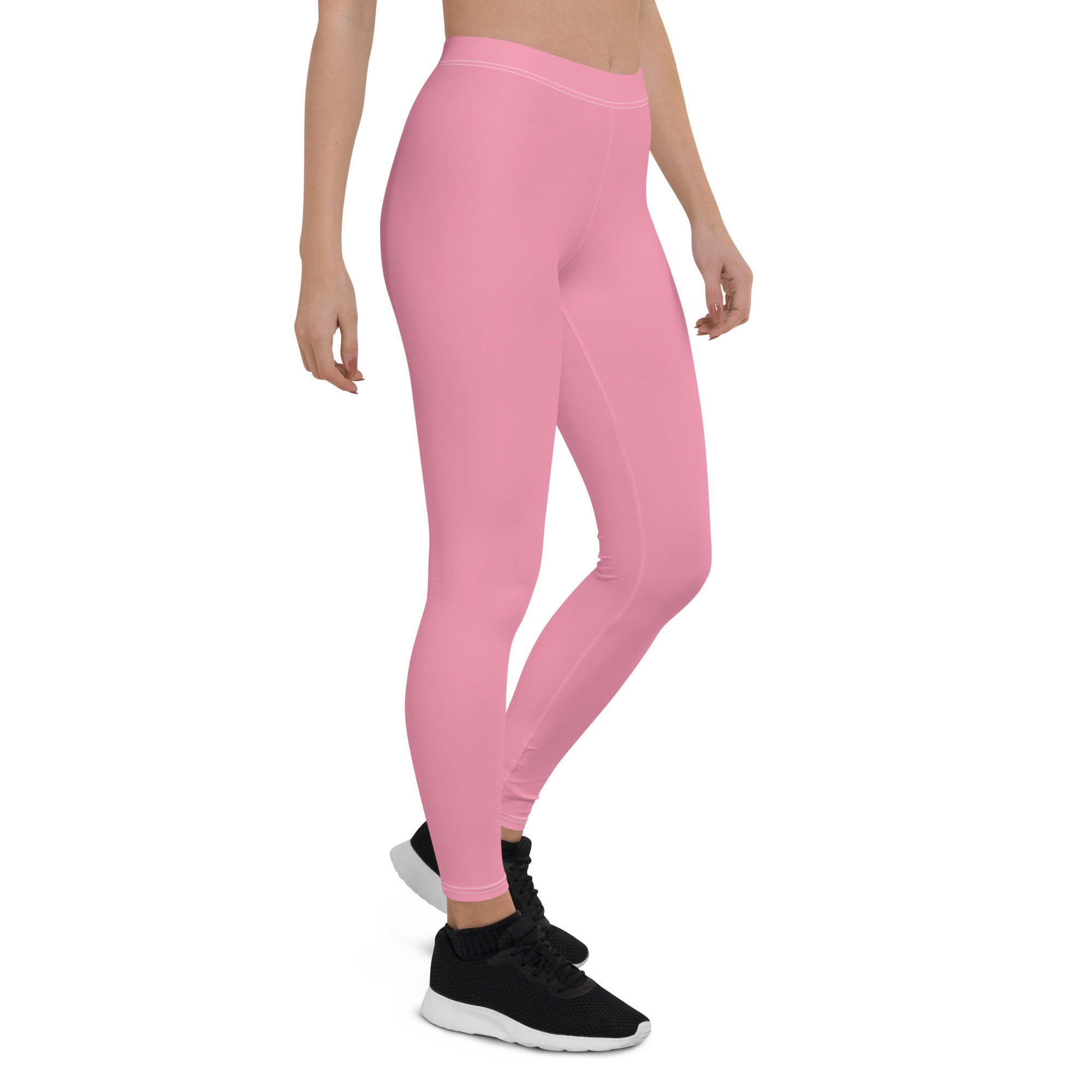 Preppy Plain Pink Gym Workout Leggings for Women