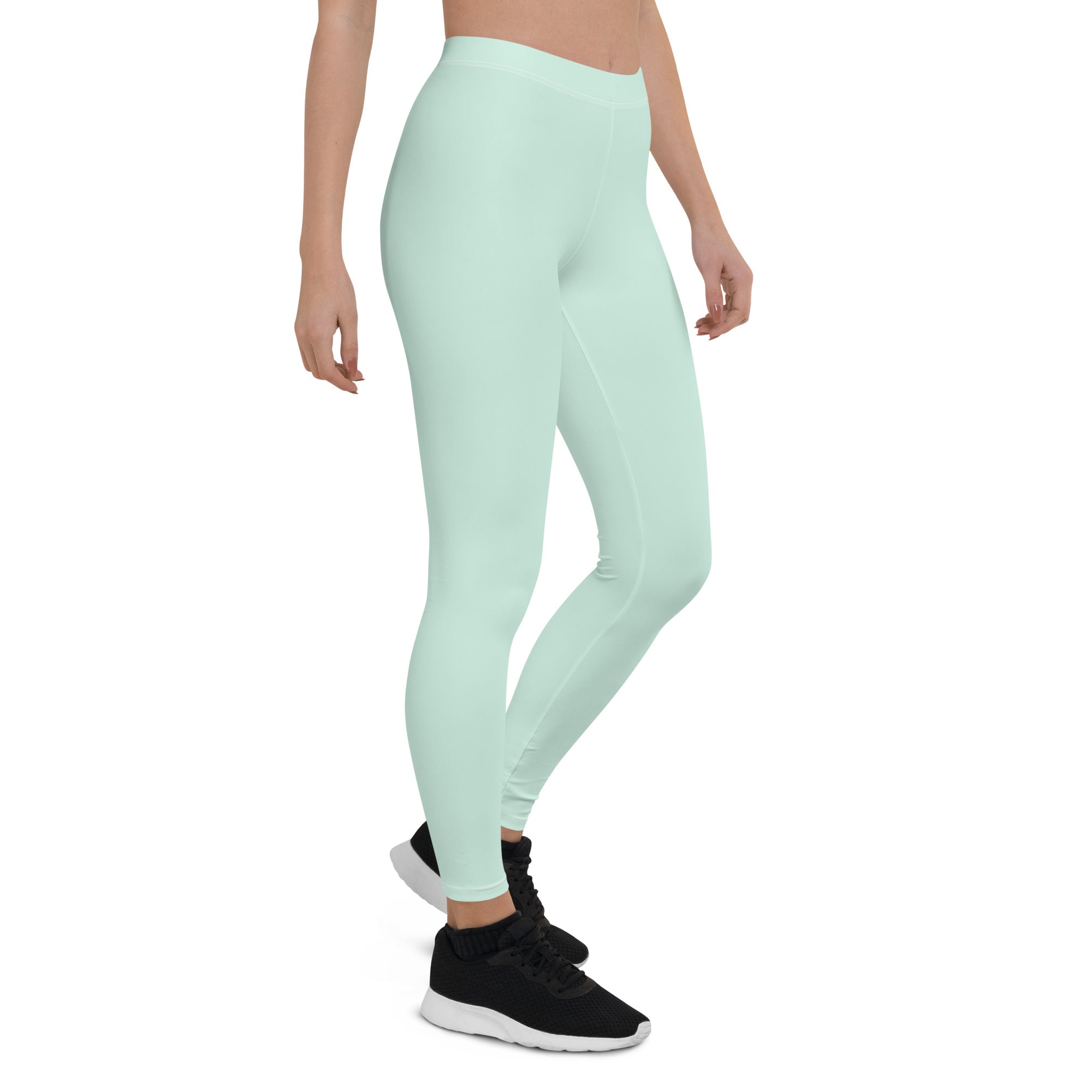 Preppy Plain Sea Green Gym Workout Leggings for Women