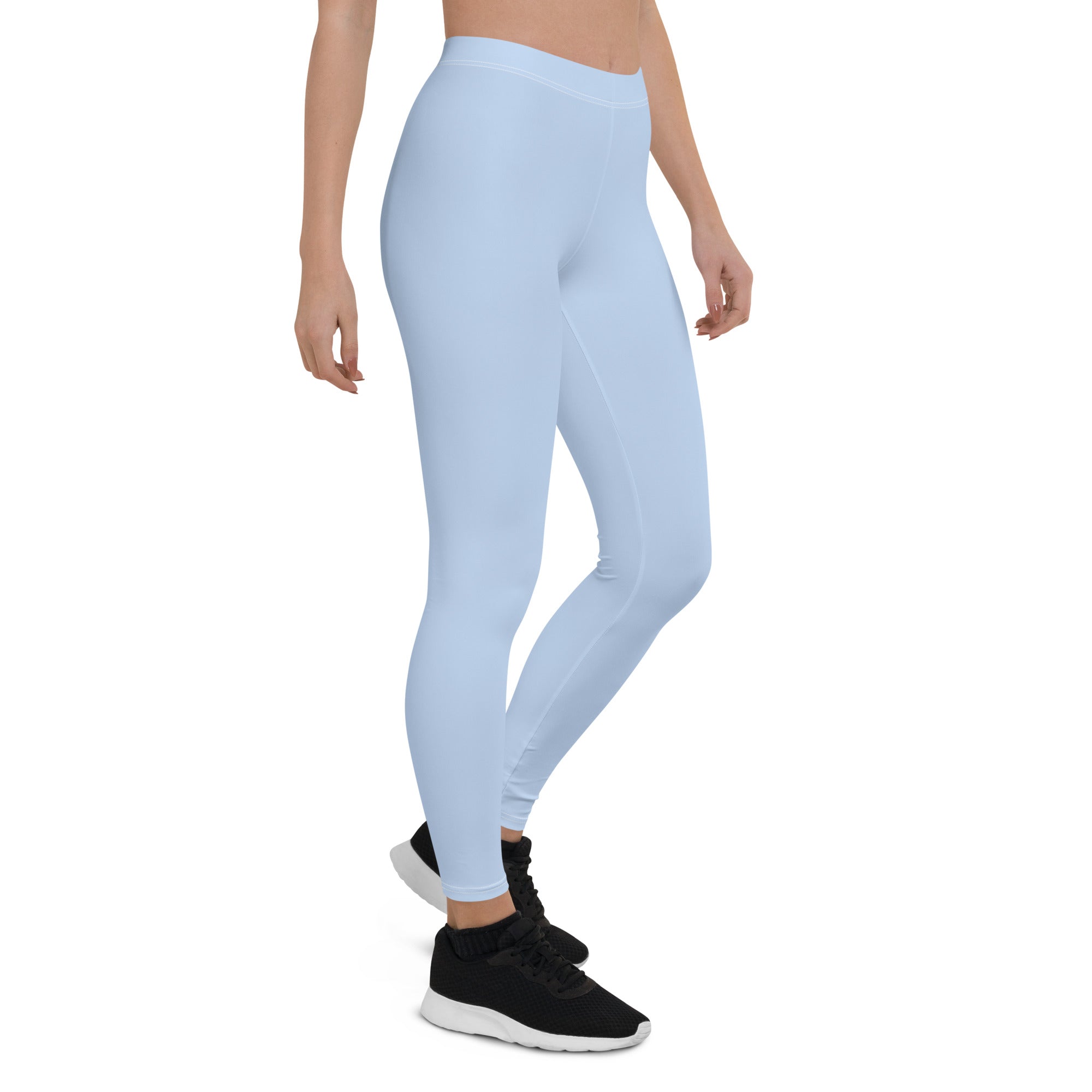 Preppy Plain Baby Blue Gym Workout Leggings for Women