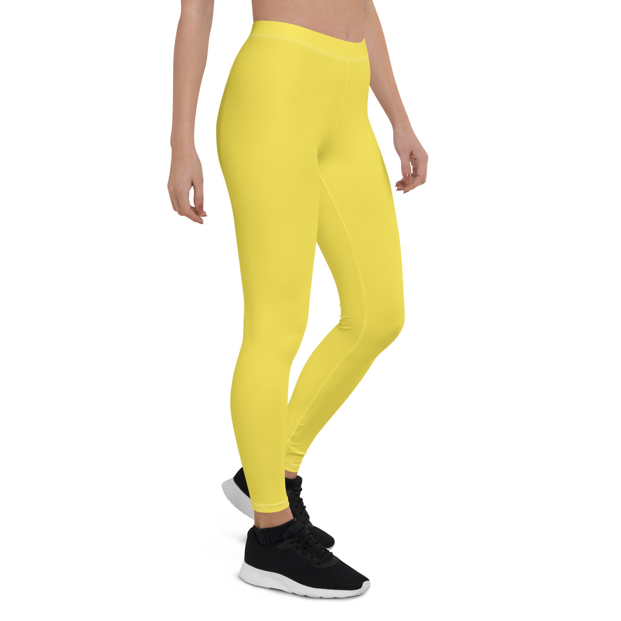 Preppy Plain Yellow Gym Workout Leggings for Women