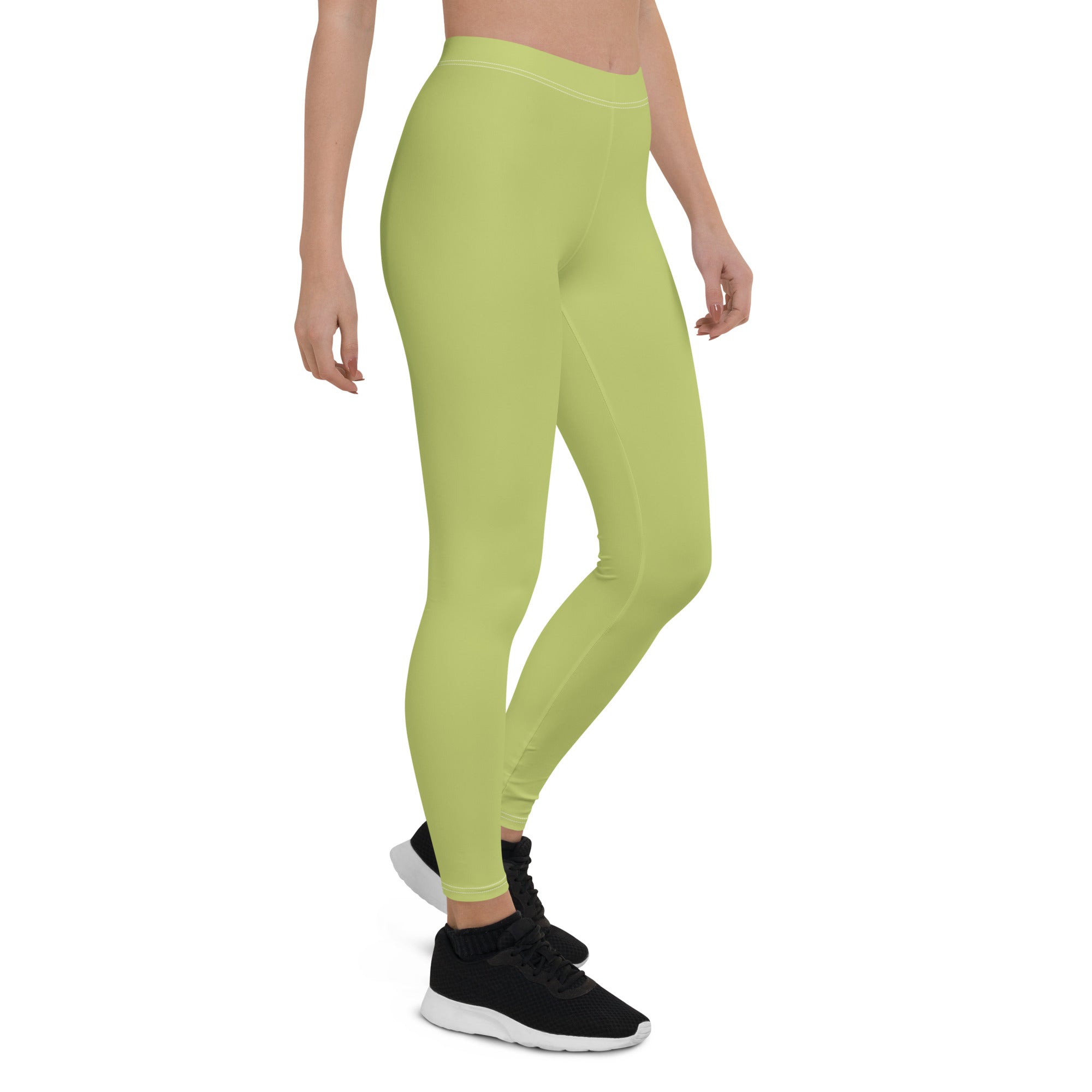 Preppy Plain Olive Green Gym Workout Leggings for Women