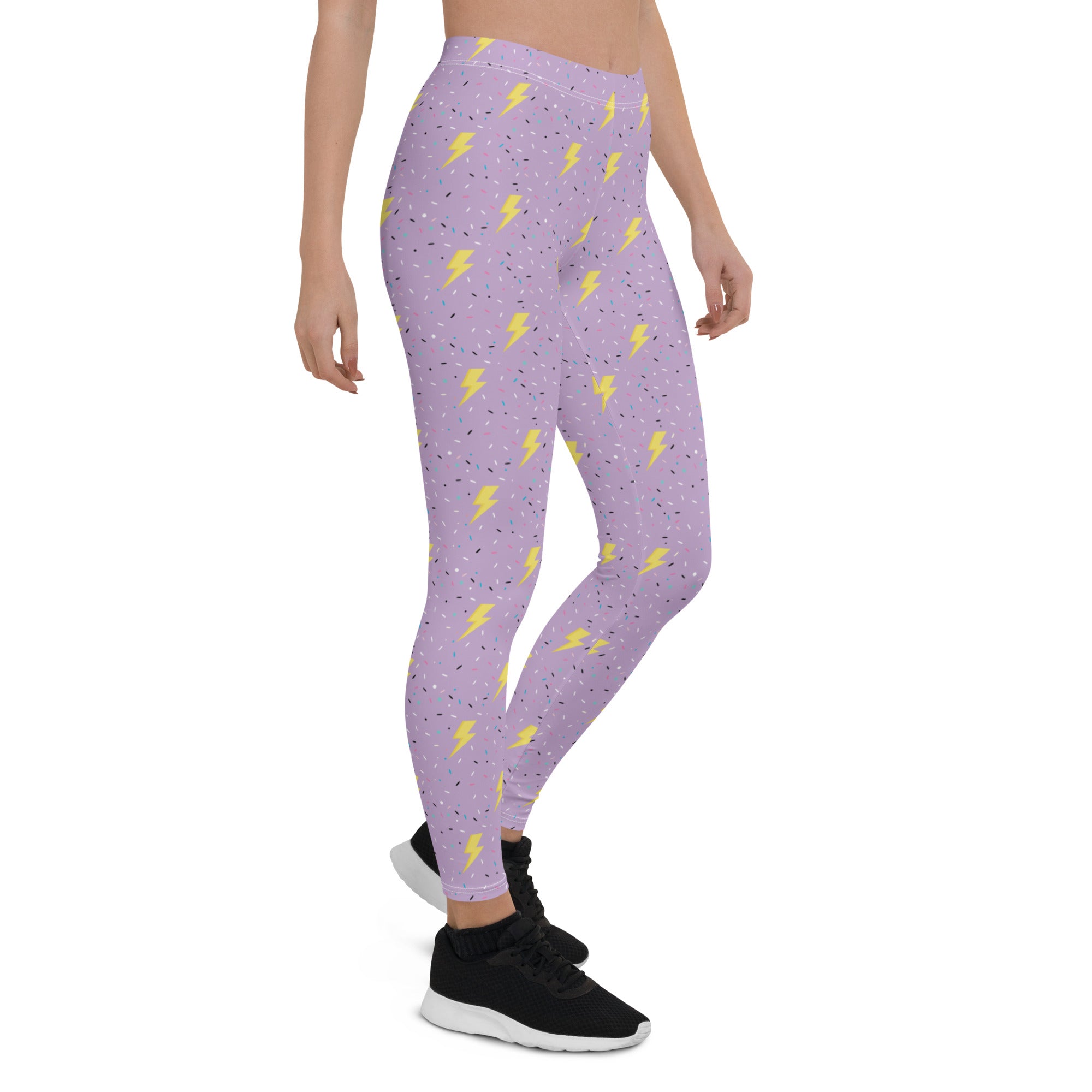 Preppy Purple Lightning Bolts Running & Gym Workout Leggings