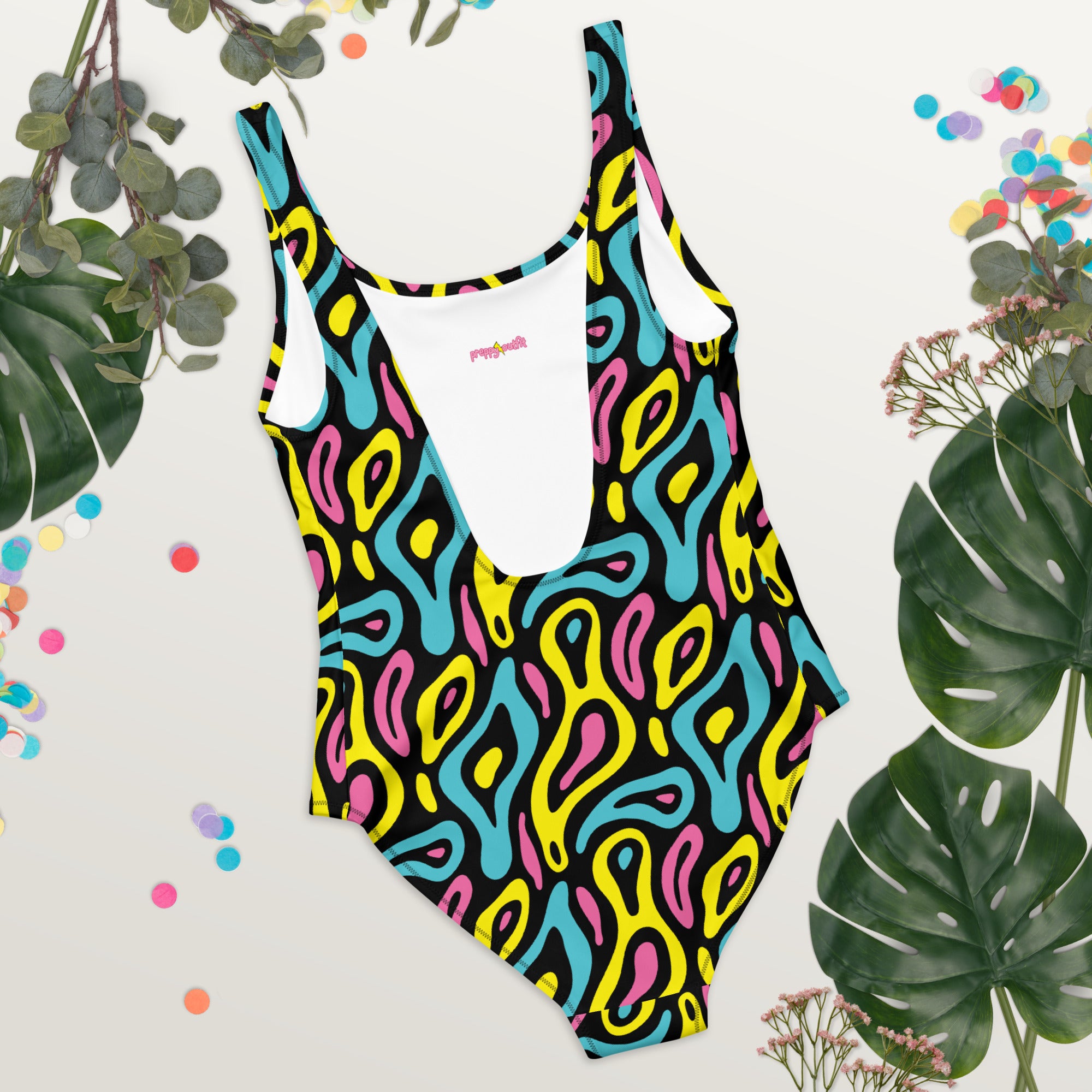 Colorful Neo Memphis Geometric Pattern One-Piece Swimsuit