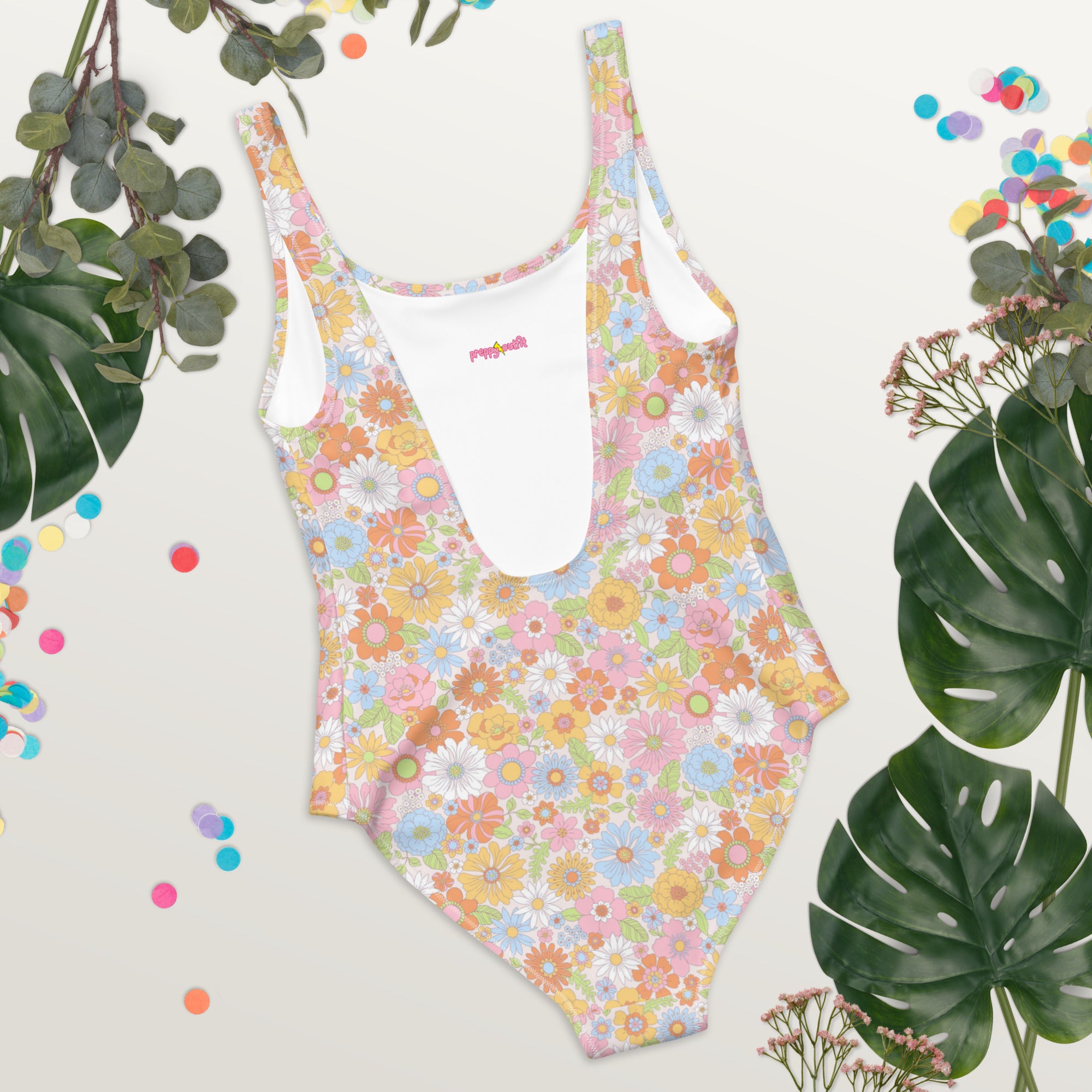 Cute Multicolor Summer Floral One-Piece Swimsuit