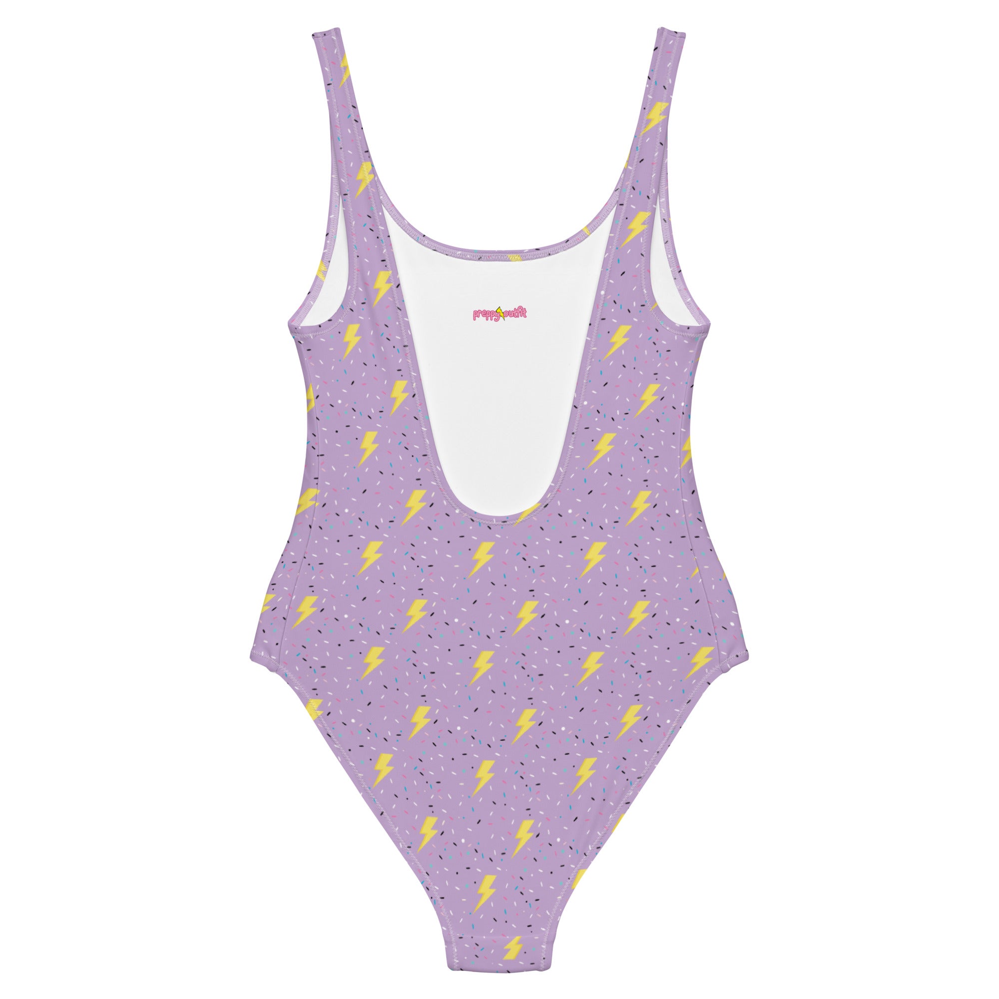 Preppy Lightning Bolts Purple One-Piece Swimsuit