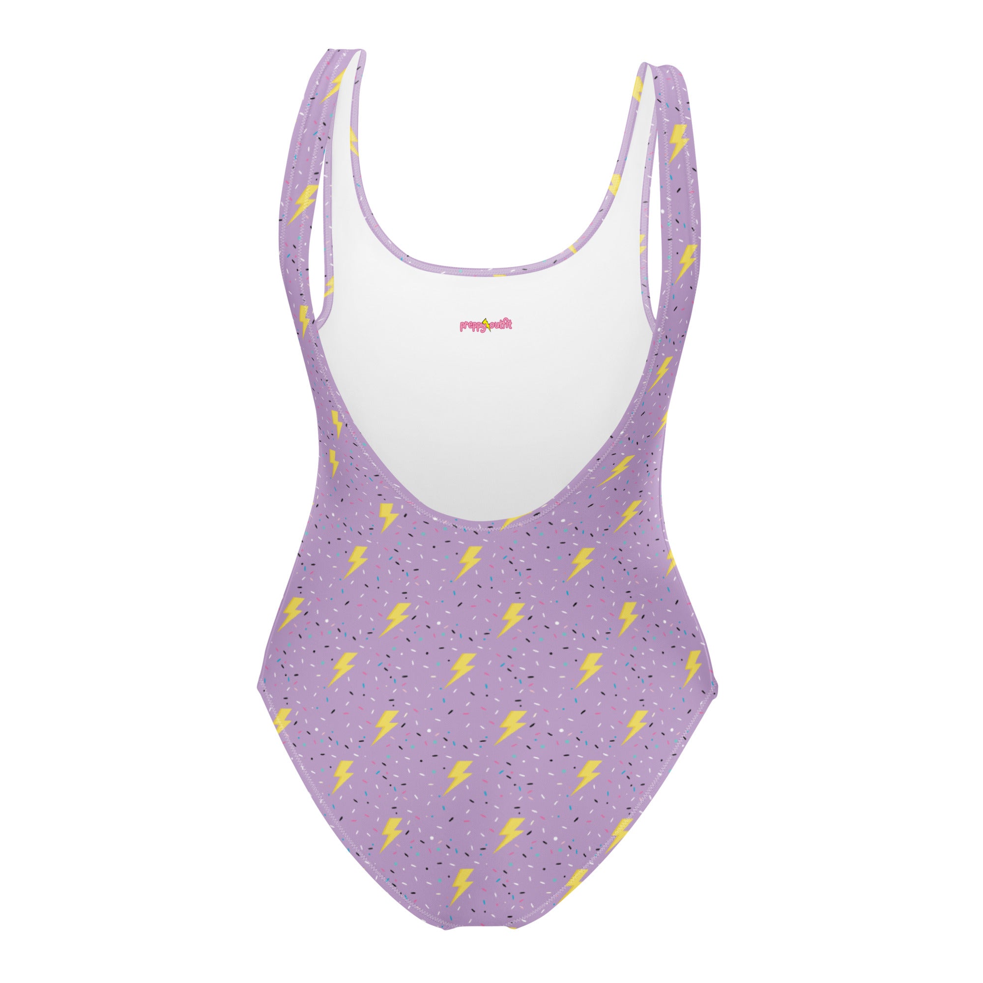 Preppy Lightning Bolts Purple One-Piece Swimsuit