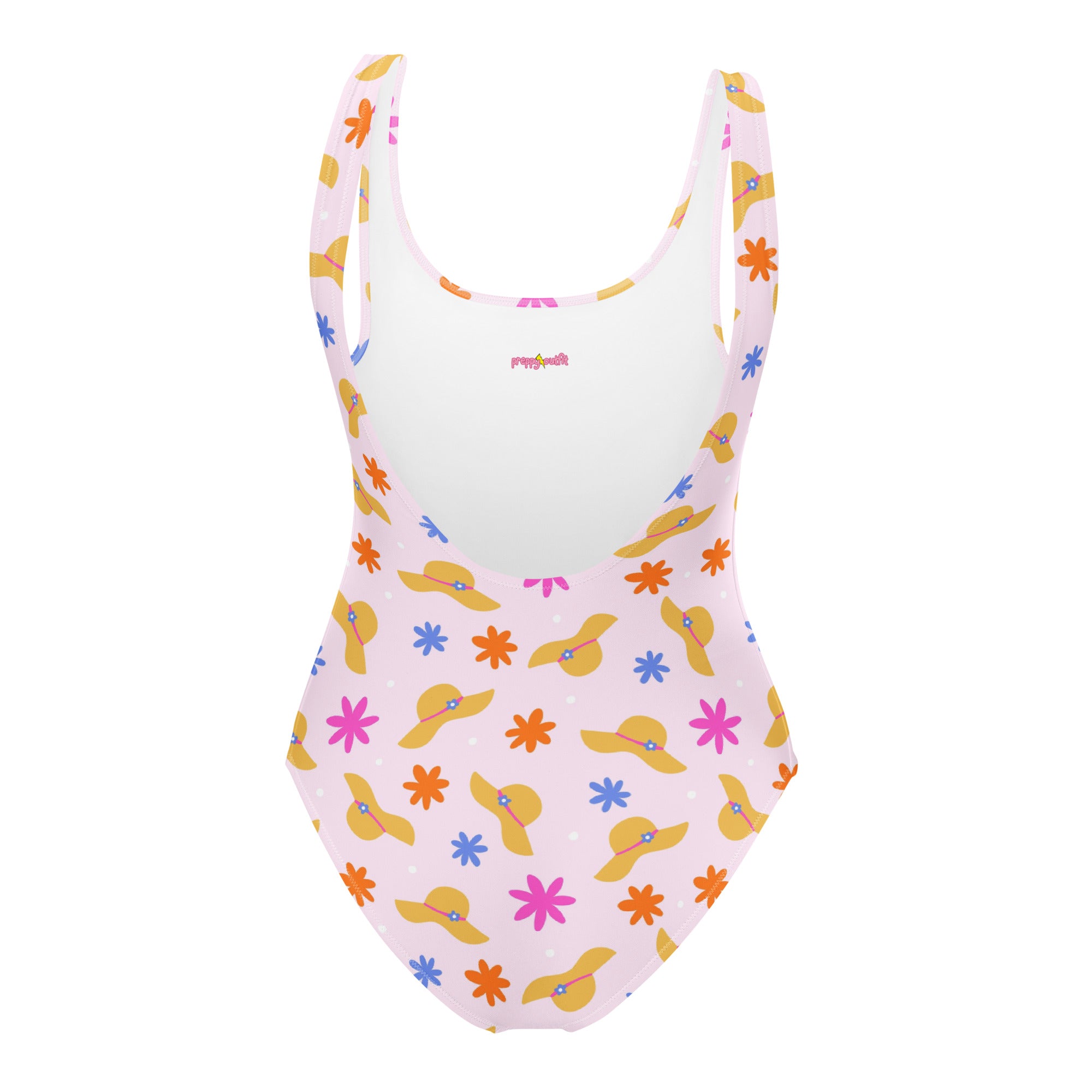 Preppy Beach Vacation Theme Pink One-Piece Swimsuit