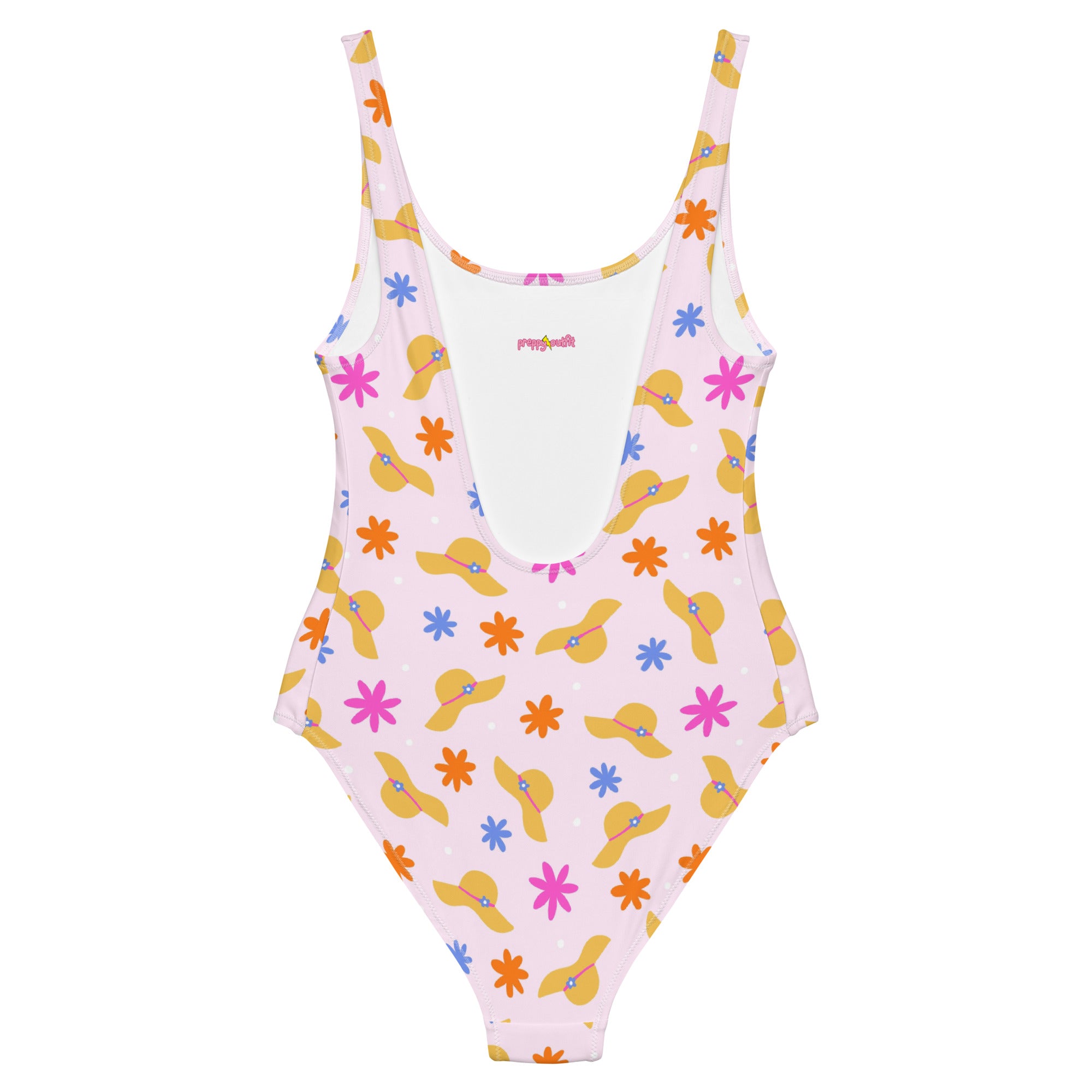 Preppy Beach Vacation Theme Pink One-Piece Swimsuit