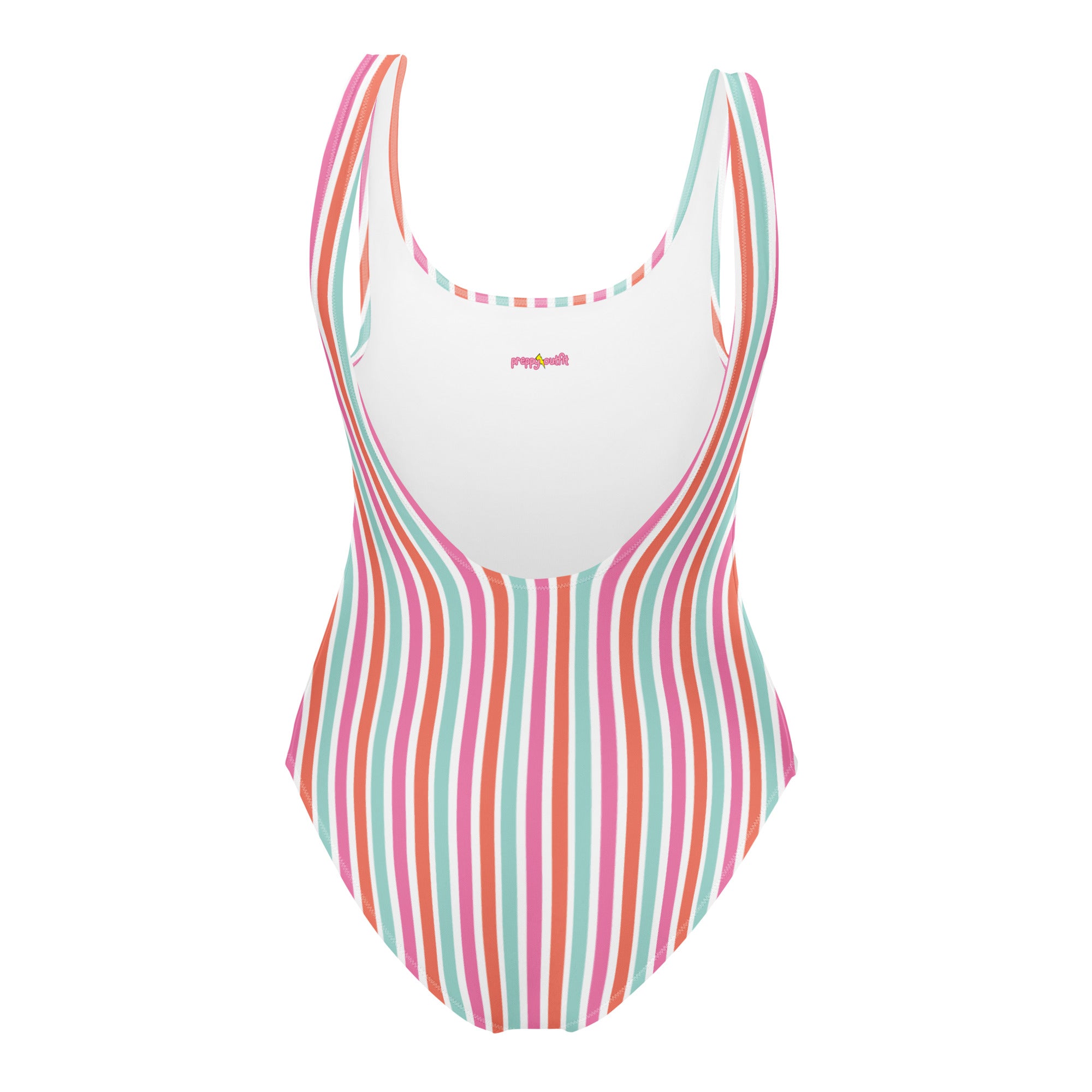 Preppy Aesthetic Multicolor Striped Cute One-Piece Swimsuit