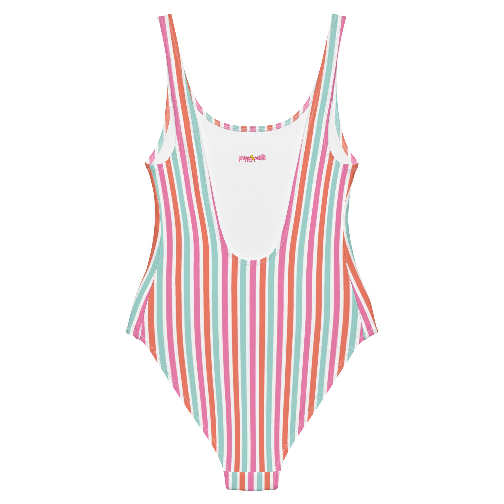 Preppy Aesthetic Multicolor Striped Cute One-Piece Swimsuit