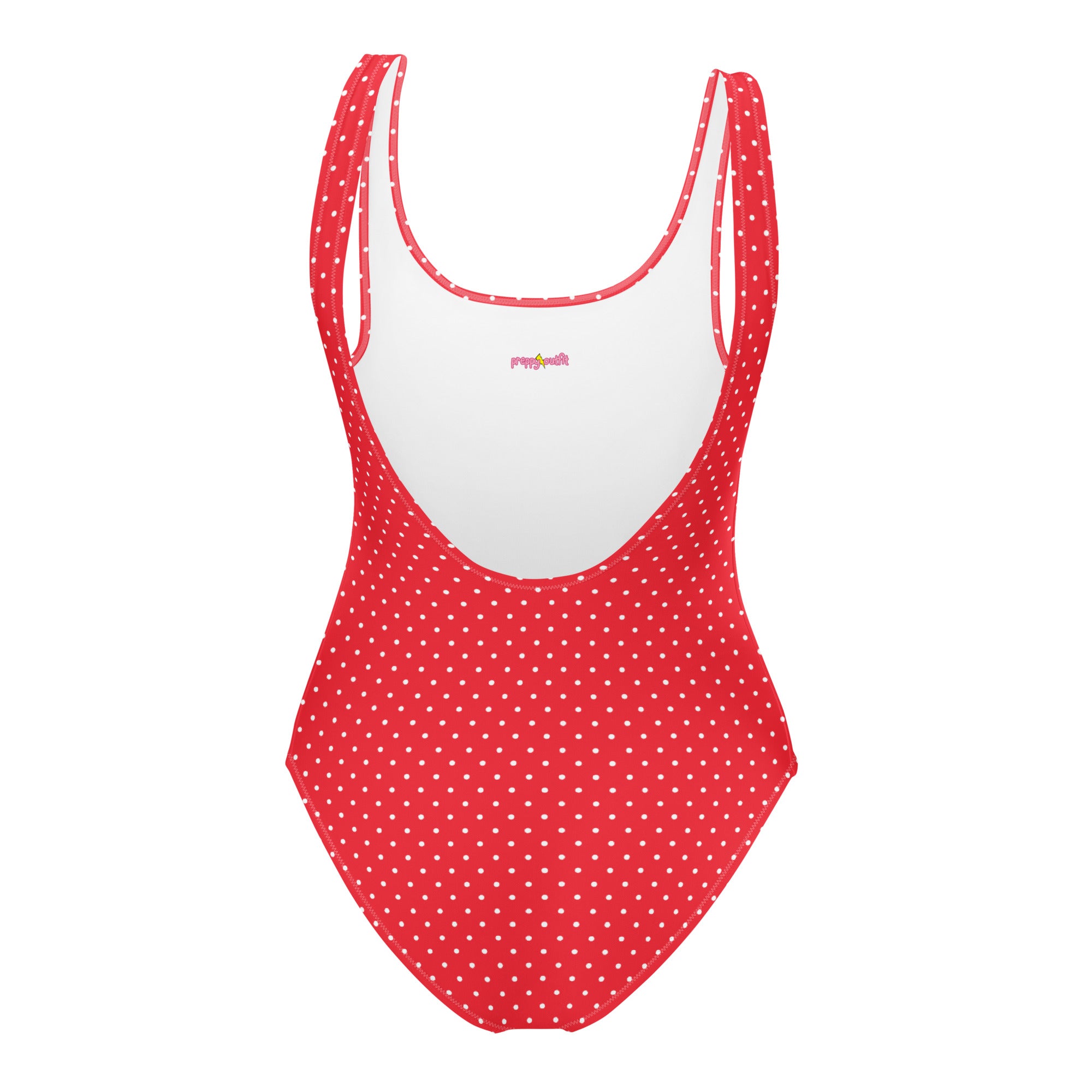 Classic Vintage Red and White Polka Dot One-Piece Swimsuit