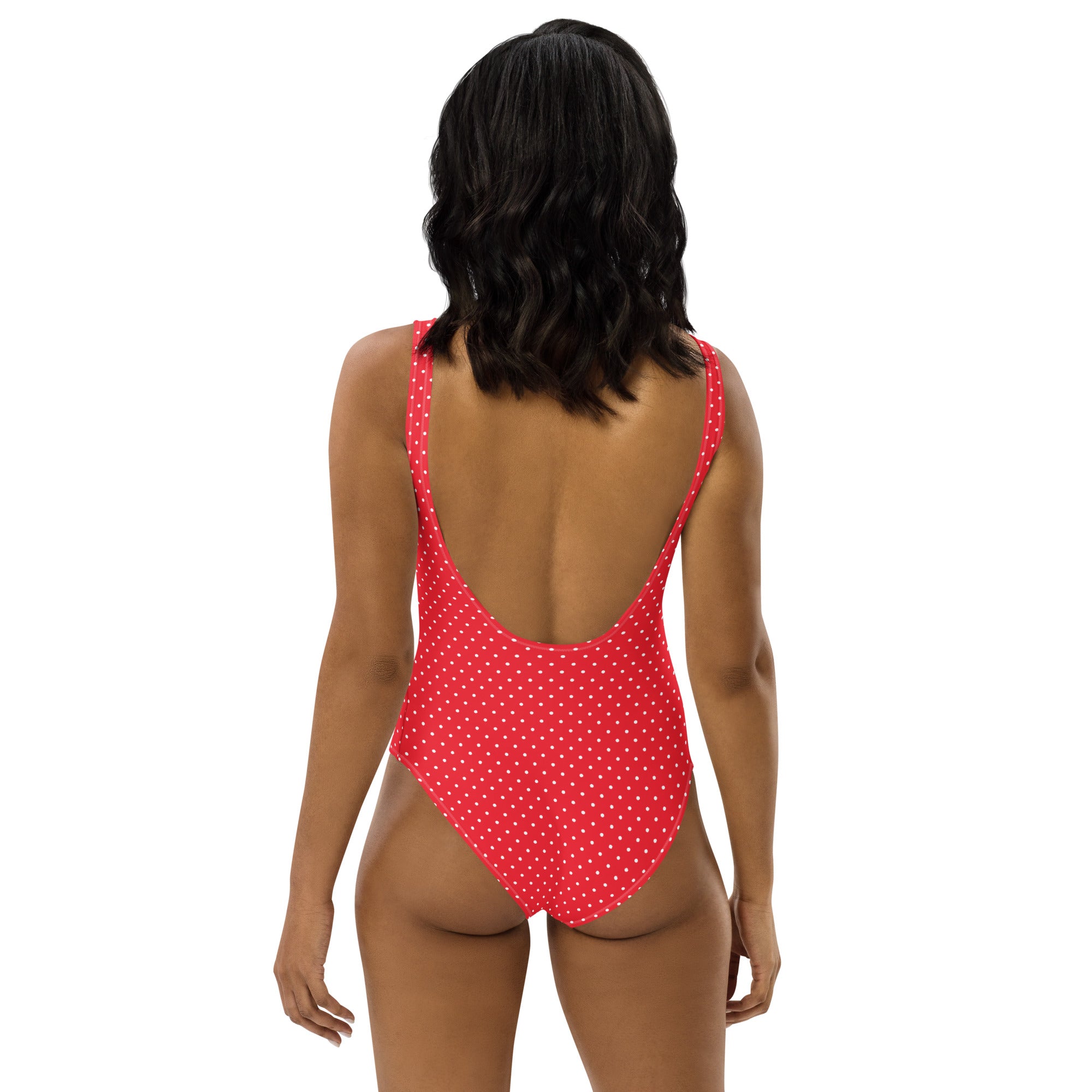 Classic Vintage Red and White Polka Dot One-Piece Swimsuit