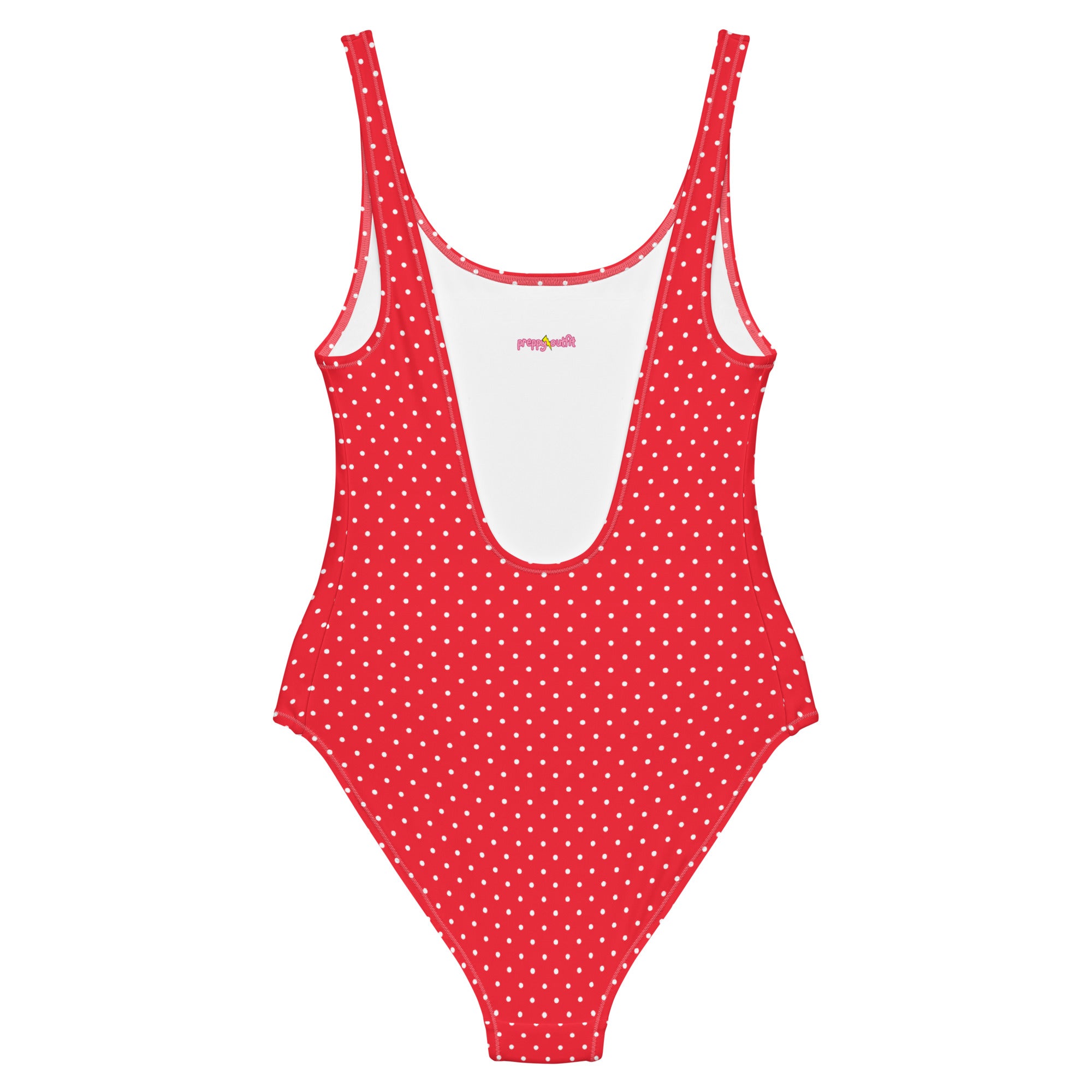 Classic Vintage Red and White Polka Dot One-Piece Swimsuit