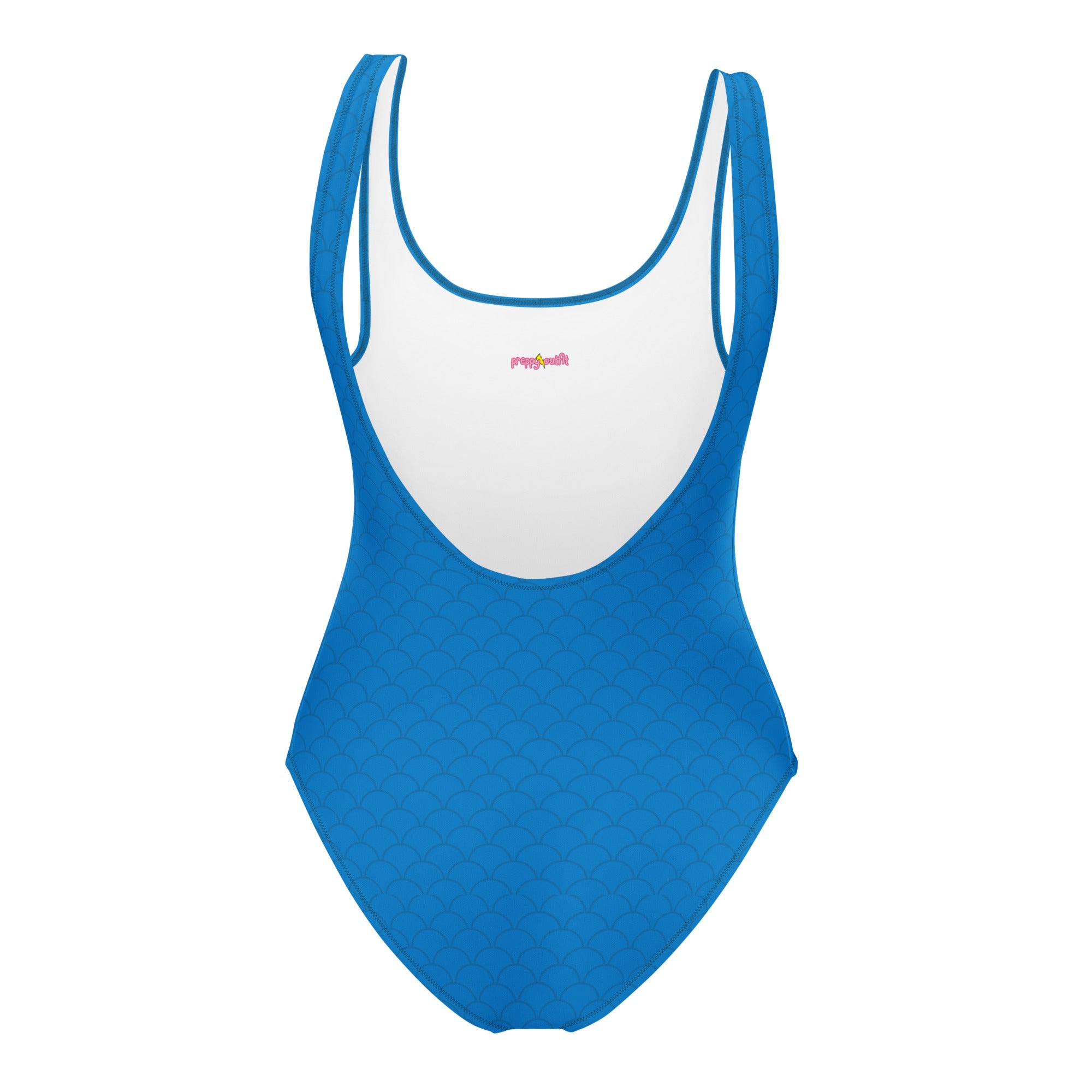 Blue Neutral Fish Scale Pattern One-Piece Swimsuit