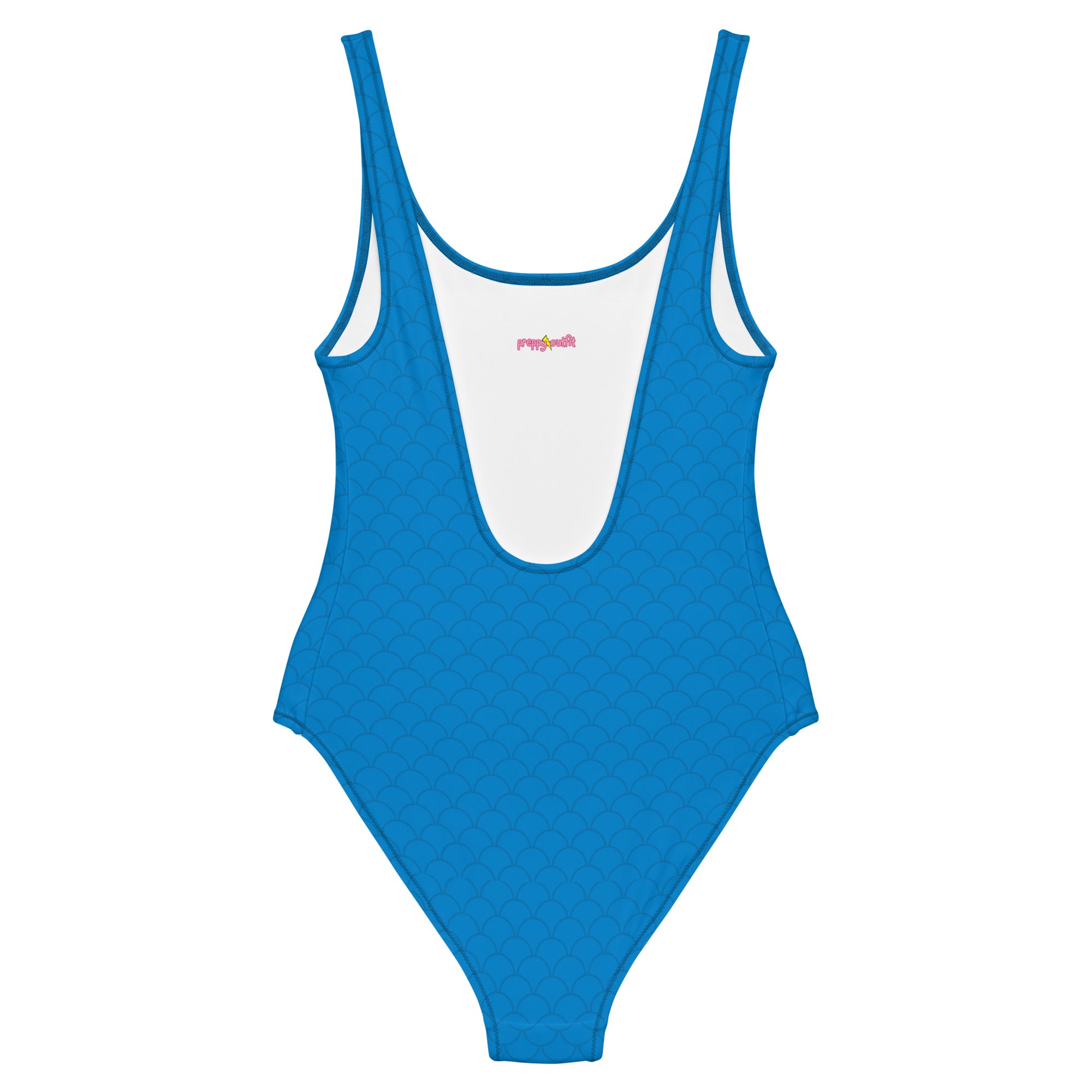 Blue Neutral Fish Scale Pattern One-Piece Swimsuit