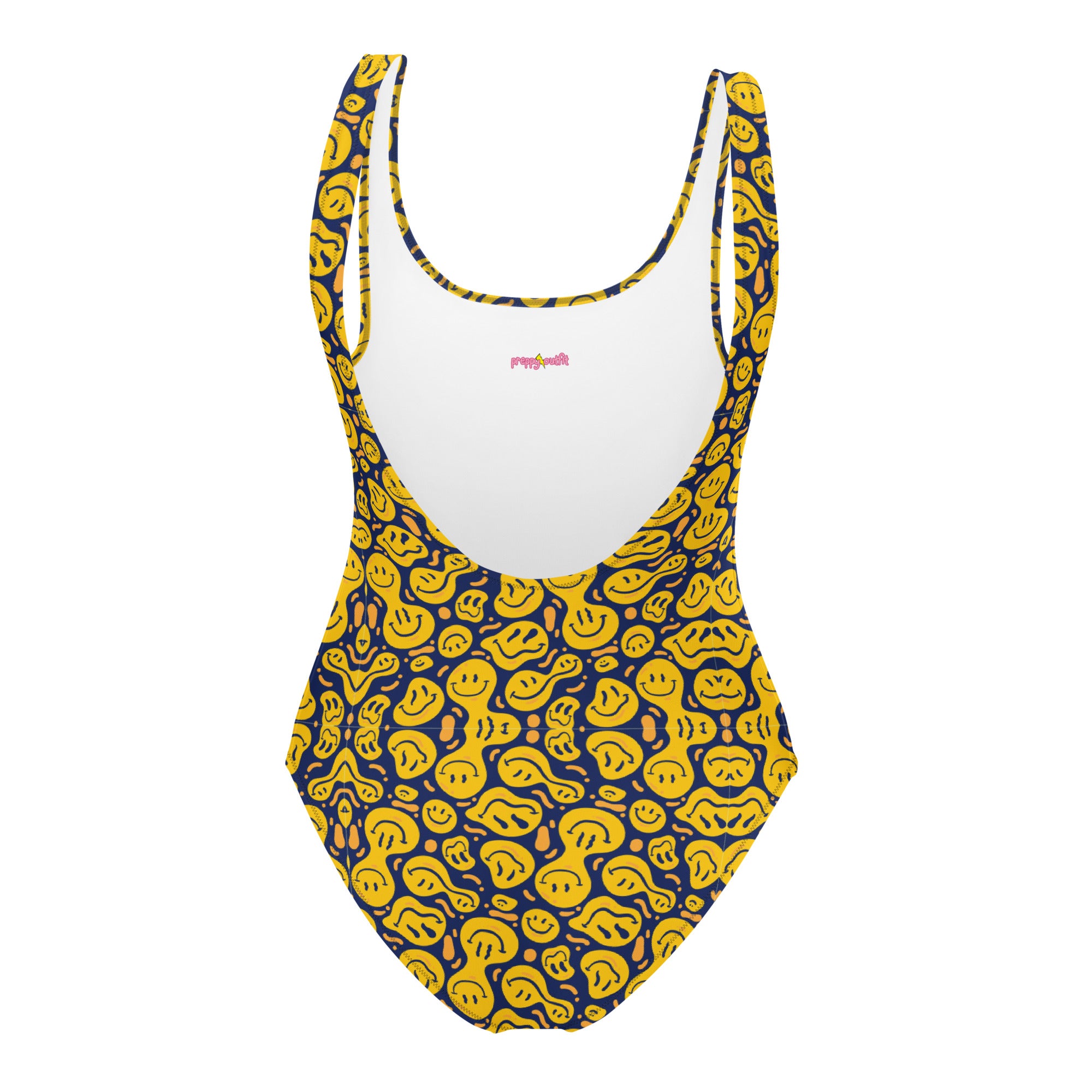 Original Preppy Yellow Drippy Smiley Face One-Piece Swimsuit