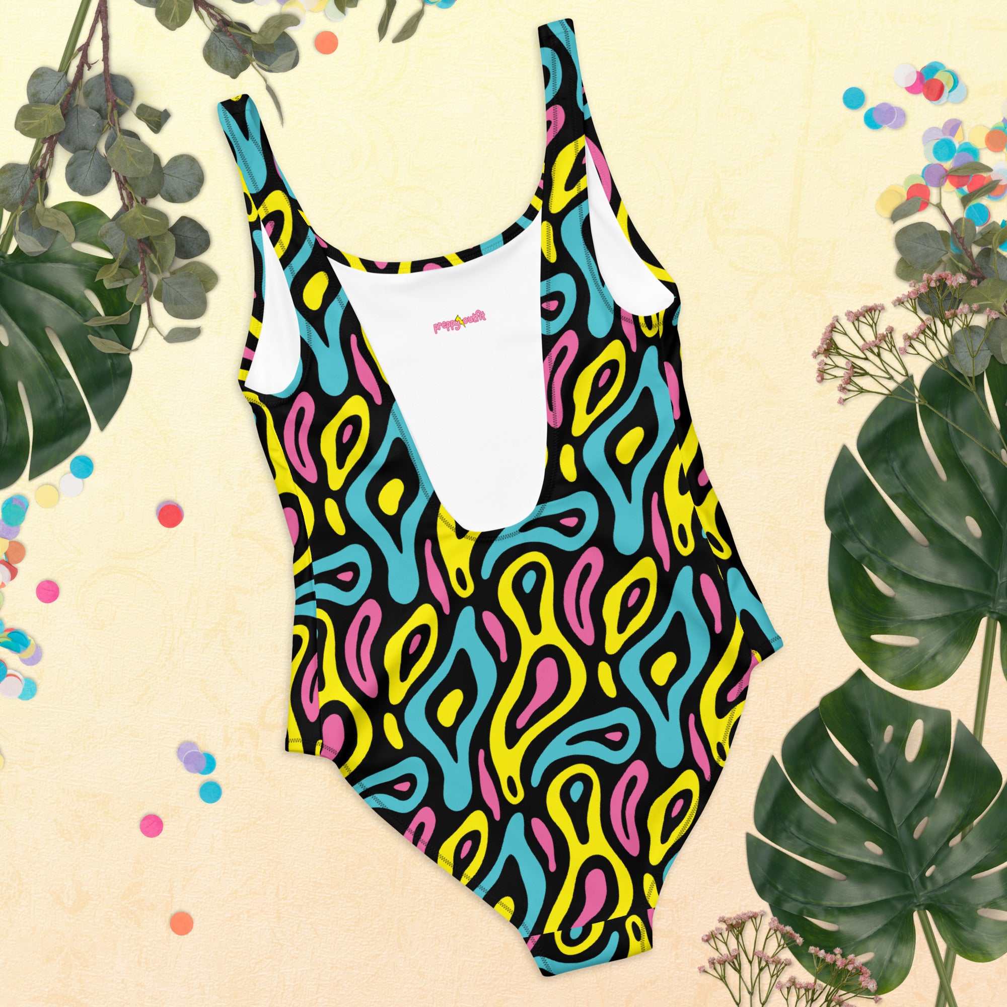 Colorful Neo Memphis Geometric Pattern One-Piece Swimsuit