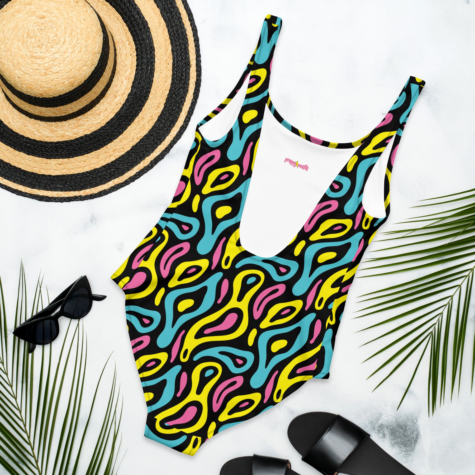 Colorful Neo Memphis Geometric Pattern One-Piece Swimsuit