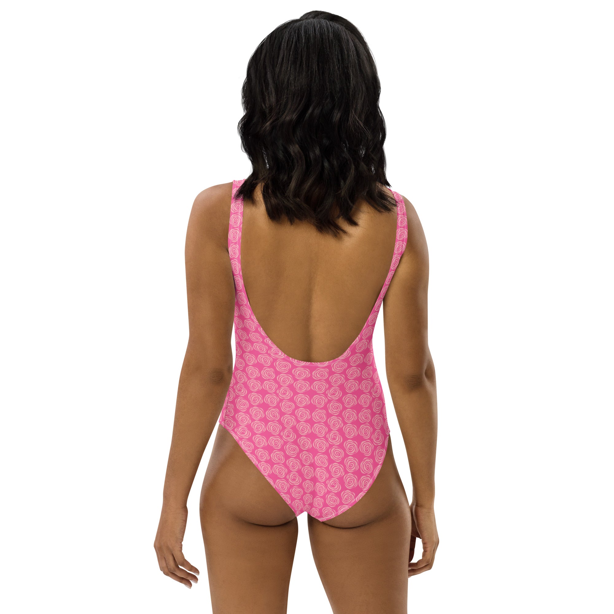 Preppy Pink Roses Valentine Inspired Cute One-Piece Swimsuit