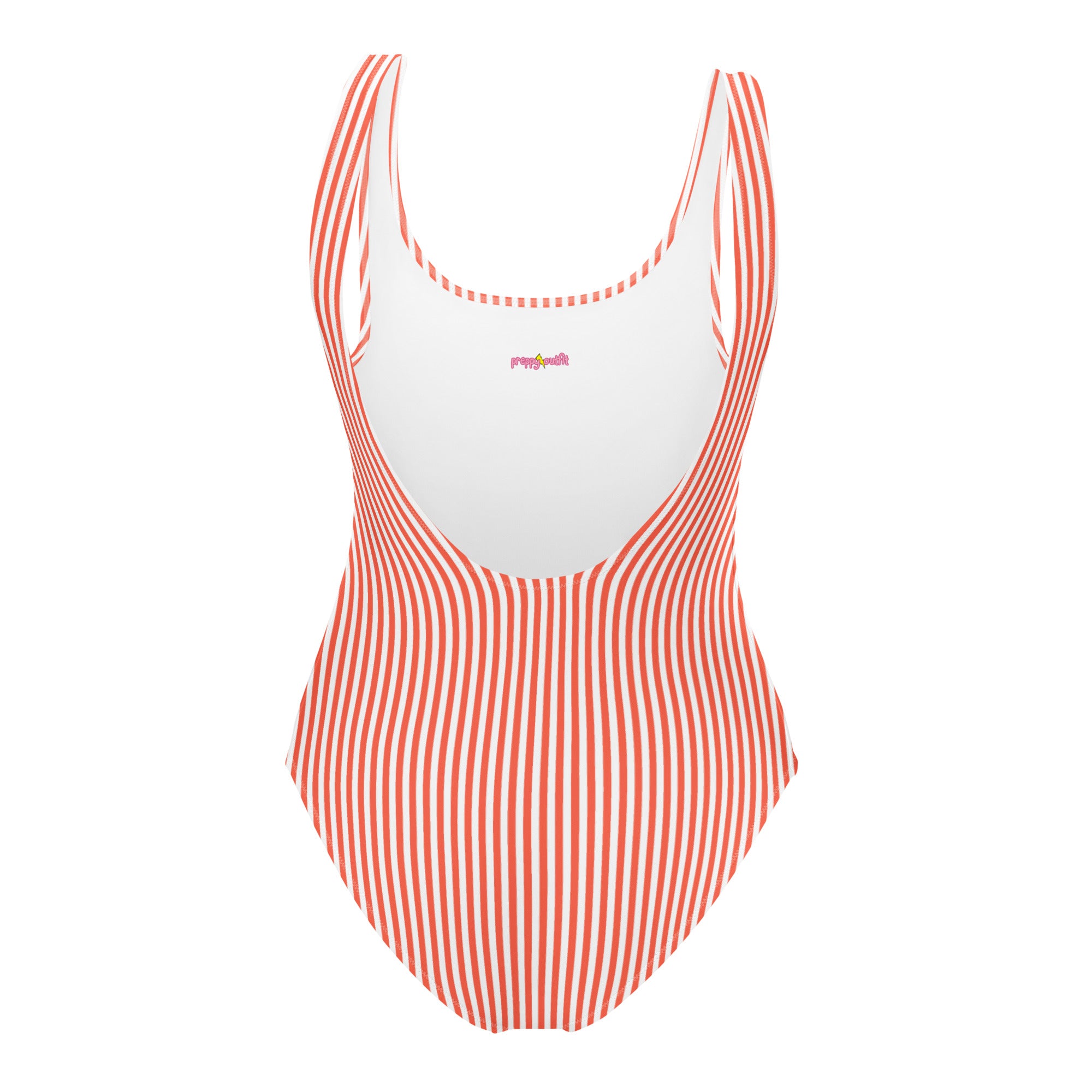 Preppy White and Orange Stripes One-Piece Swimsuit
