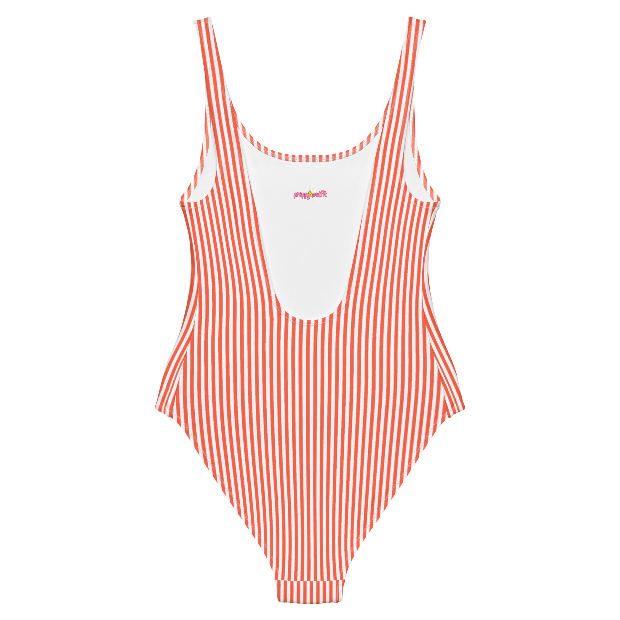 Preppy White and Orange Stripes One-Piece Swimsuit