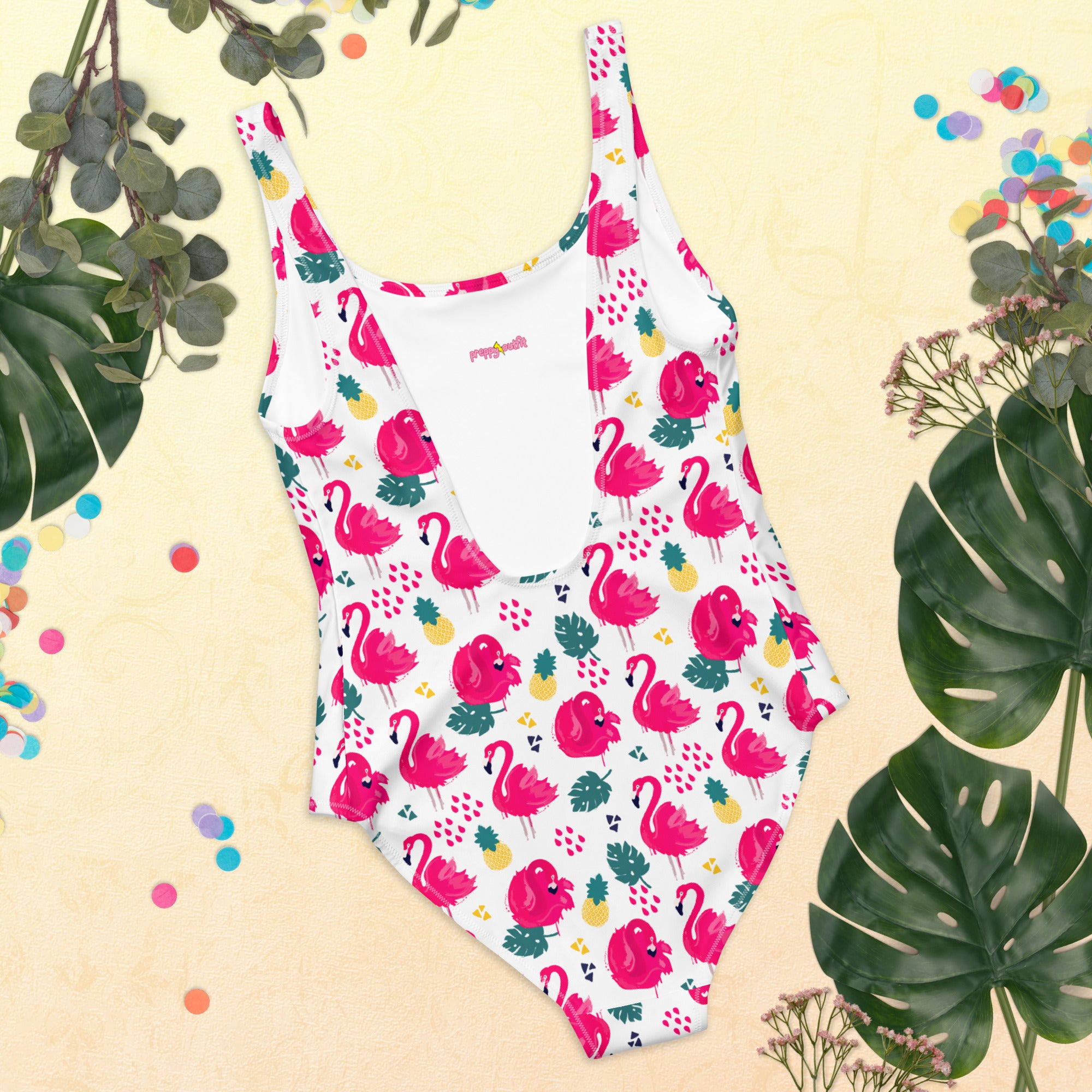Preppy Pink Southern Flamingo Print One-Piece Swimsuit