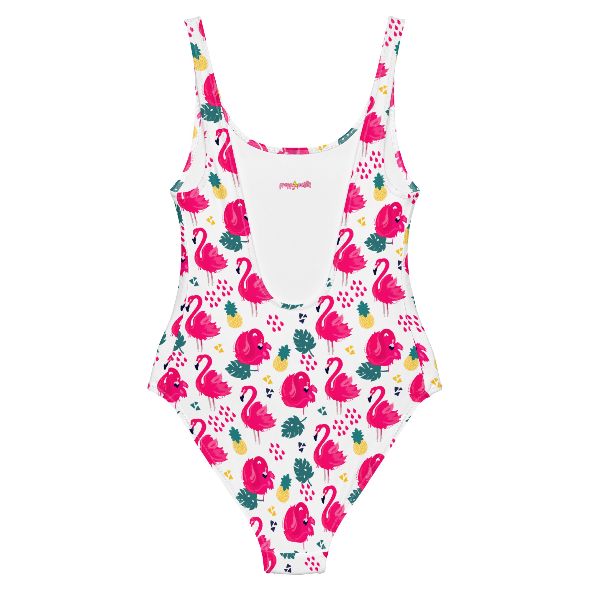 Preppy Pink Southern Flamingo Print One-Piece Swimsuit