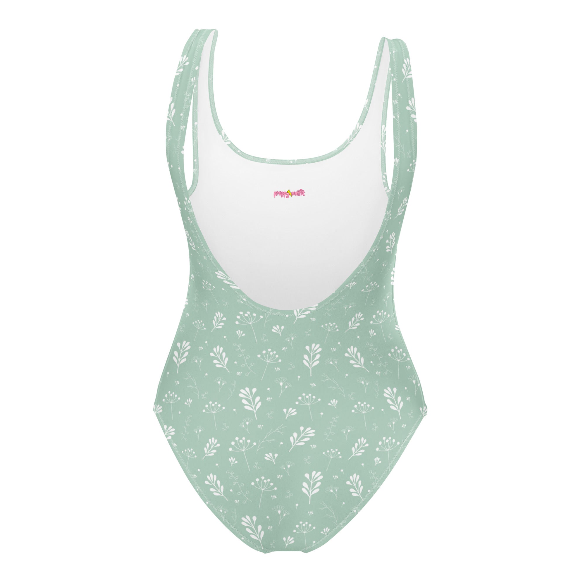 Pastel Green Clean Seamless Floral One-Piece Swimsuit