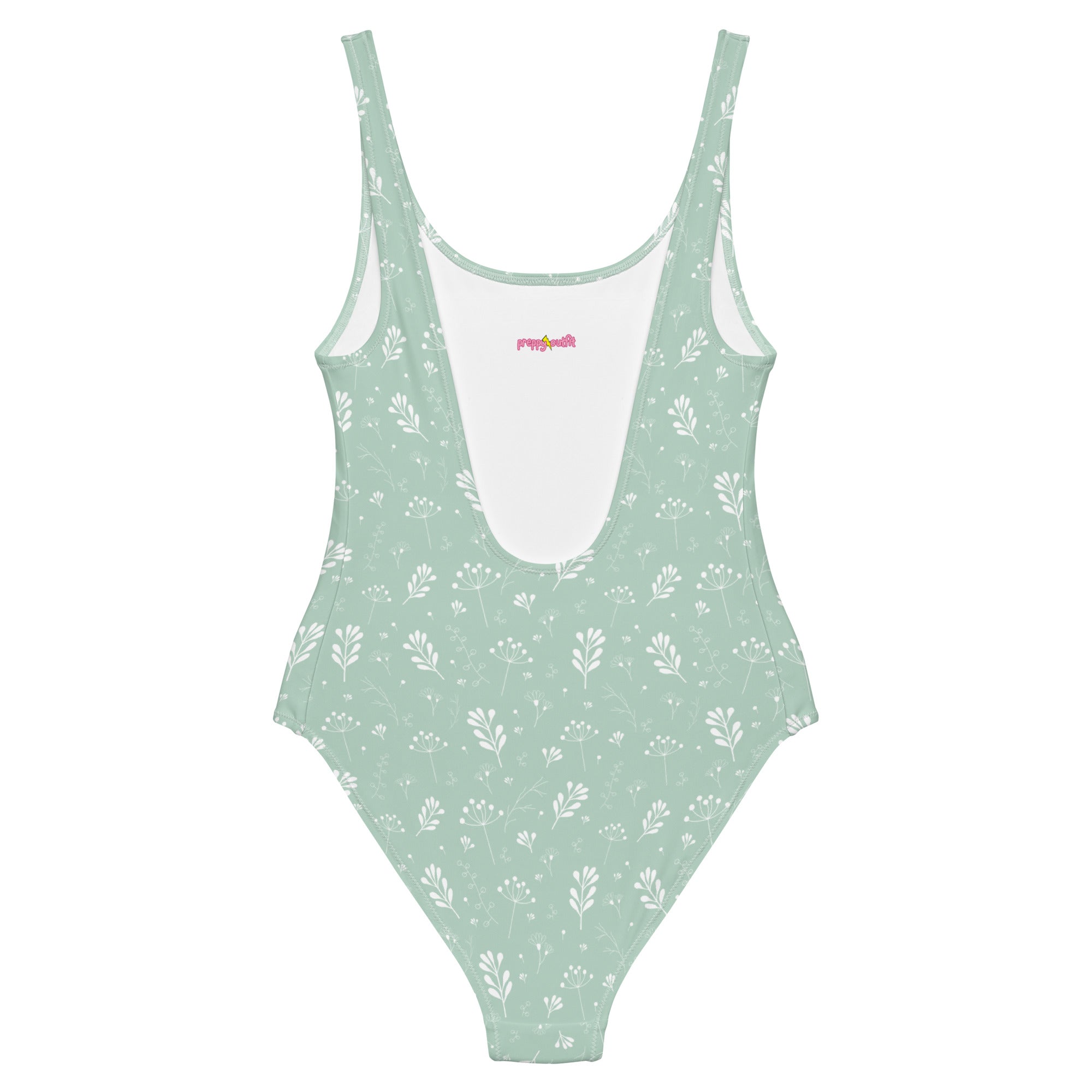 Pastel Green Clean Seamless Floral One-Piece Swimsuit