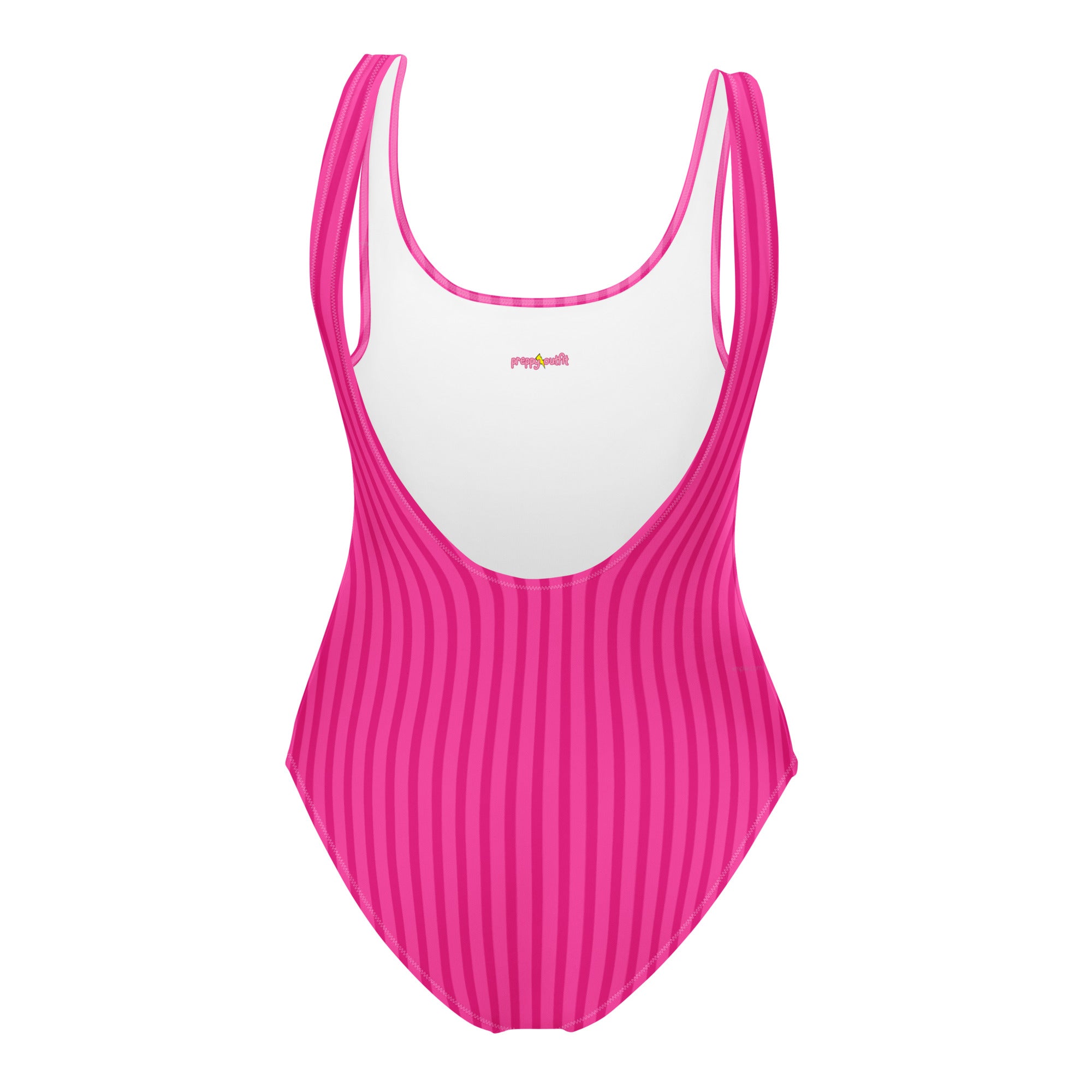 Preppy Aesthetic Pink Bubblegum Striped One-Piece Swimsuit
