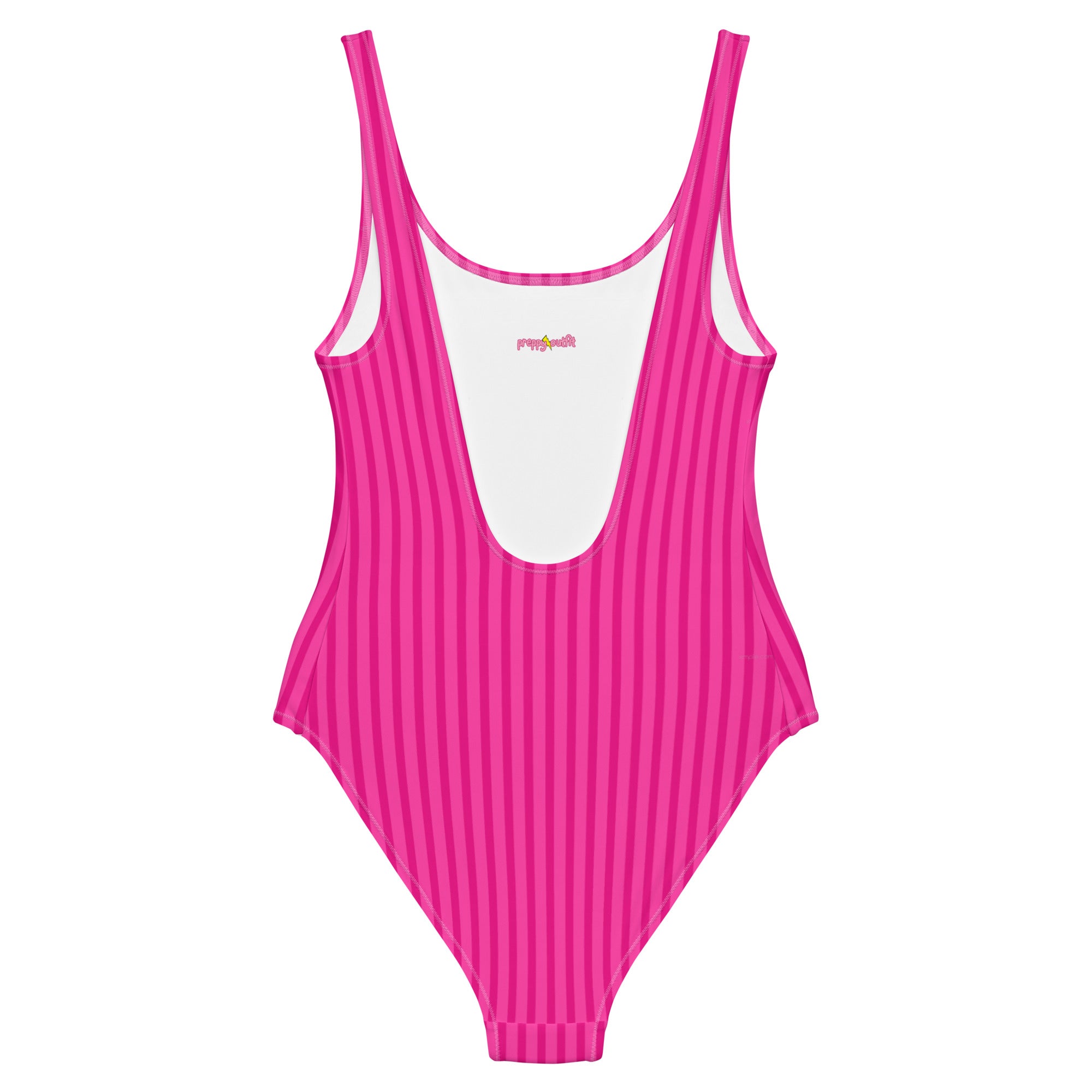 Preppy Aesthetic Pink Bubblegum Striped One-Piece Swimsuit
