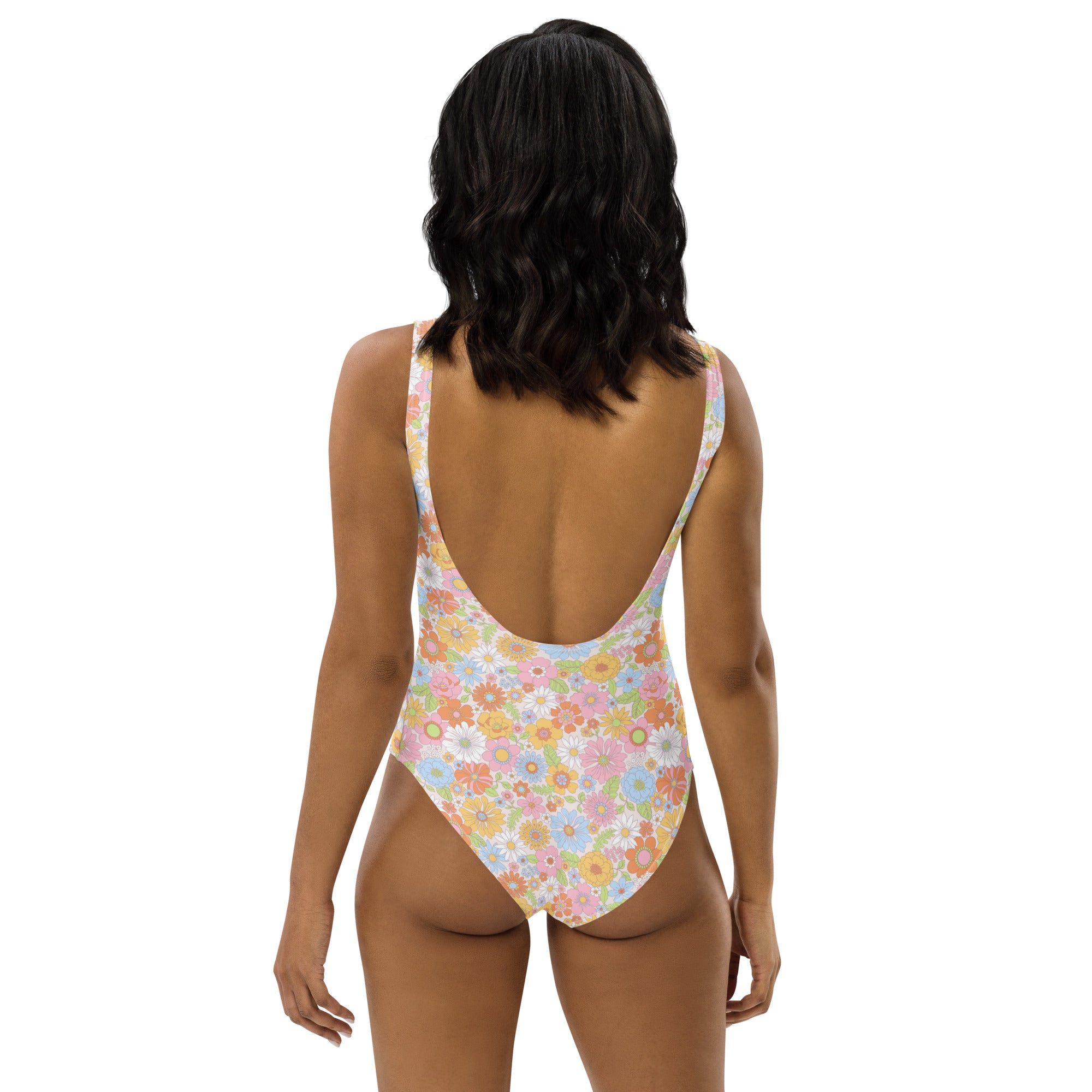 Cute Multicolor Summer Floral One-Piece Swimsuit