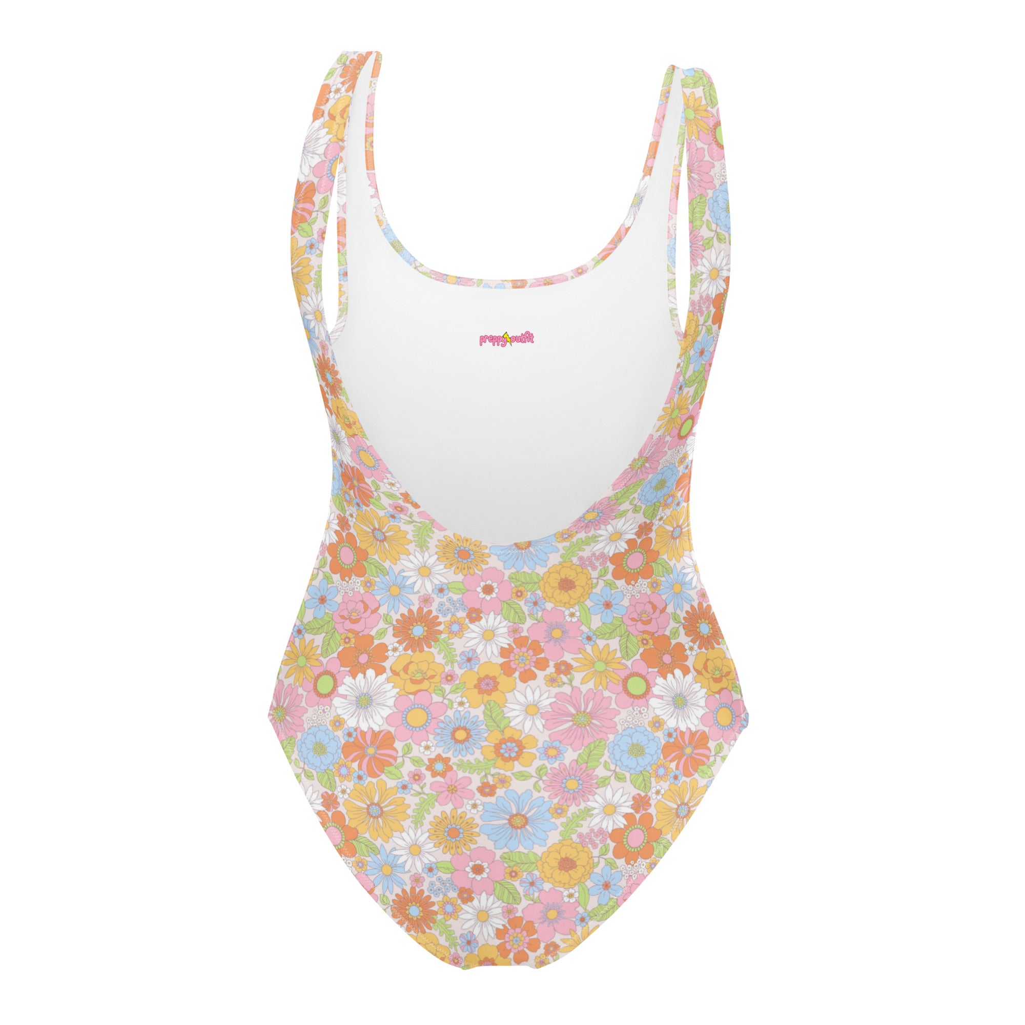 Cute Multicolor Summer Floral One-Piece Swimsuit