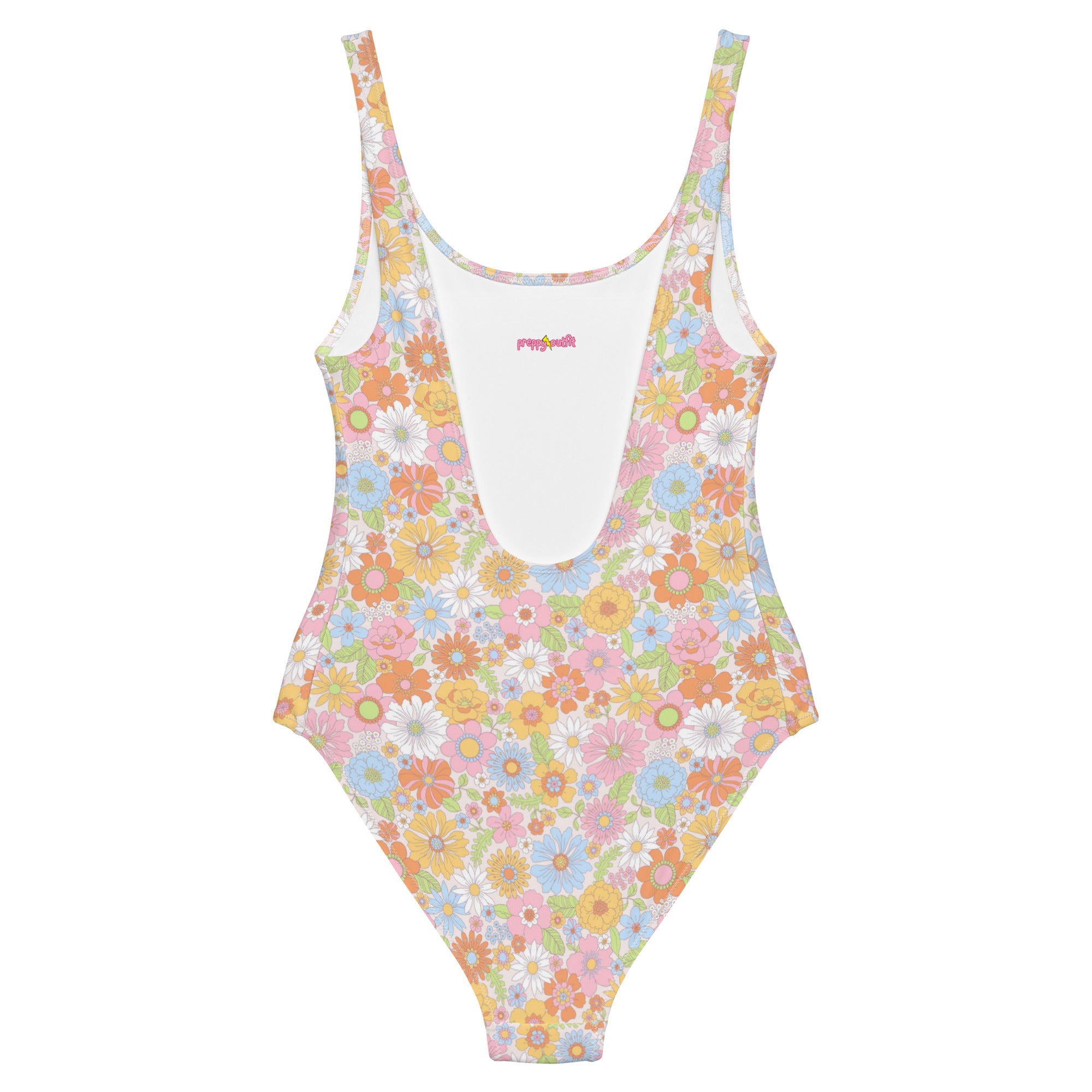 Cute Multicolor Summer Floral One-Piece Swimsuit