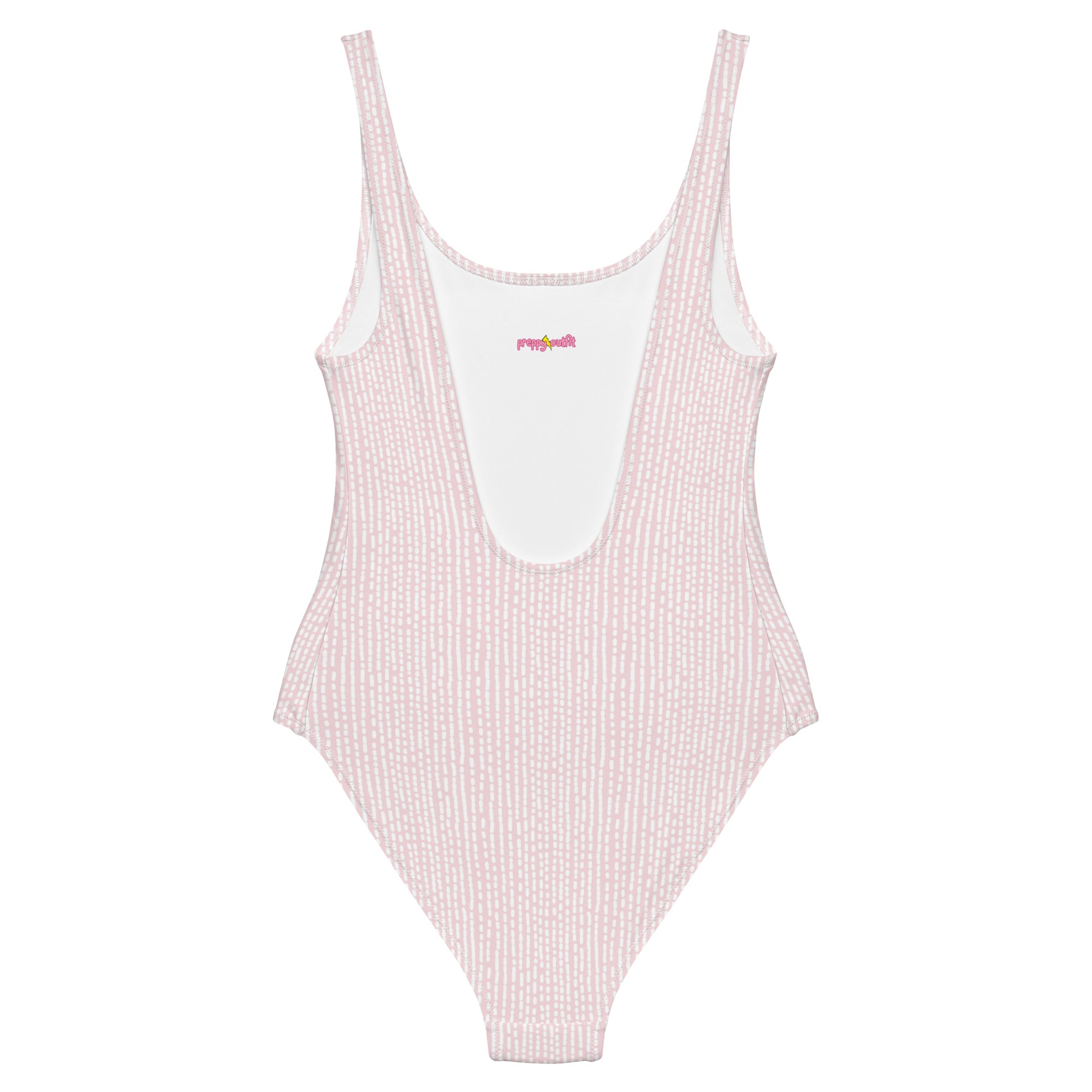 Cute Rose Pink Irregular Striped Print One-Piece Swimsuit