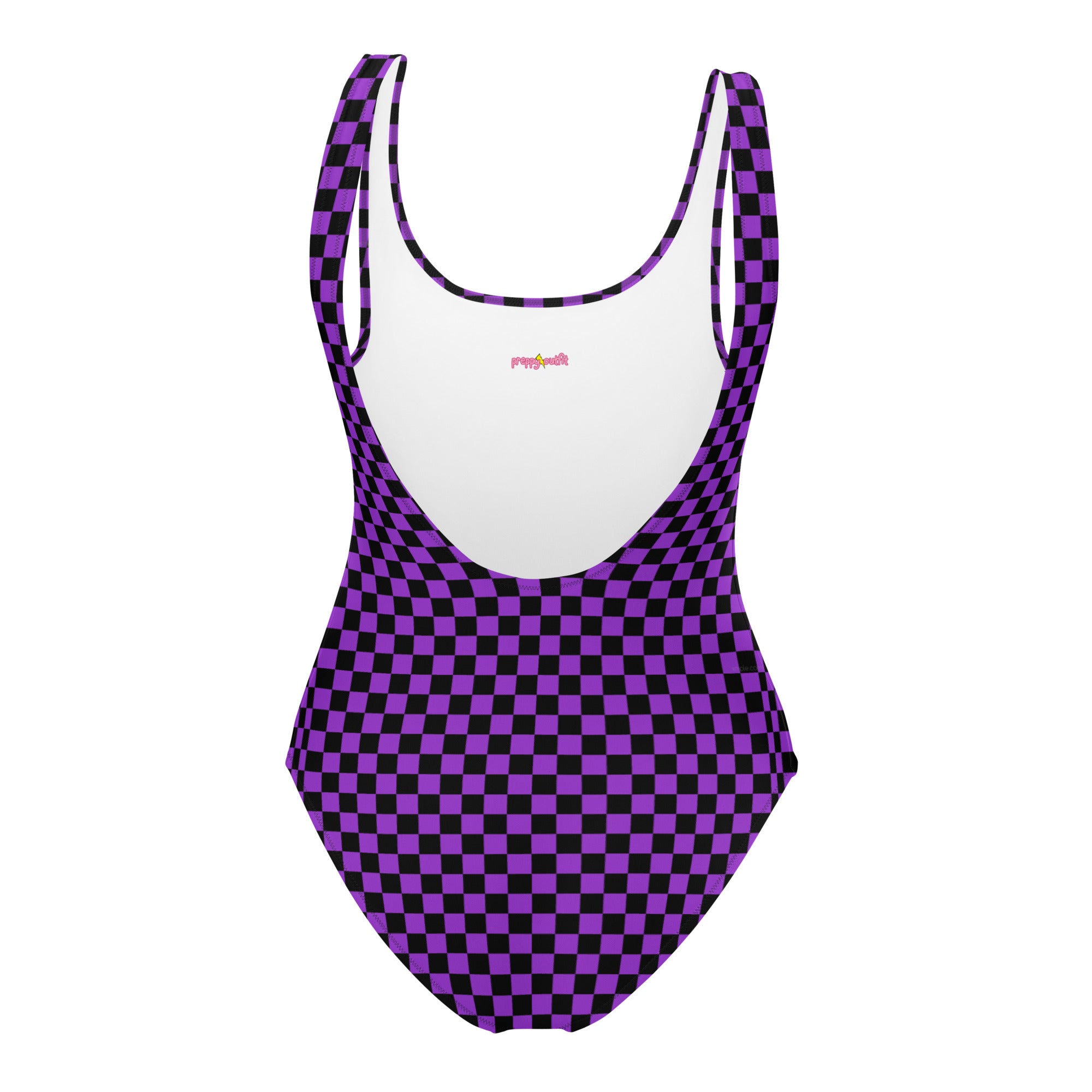 Preppy Purple Checkered One-Piece Swimsuit