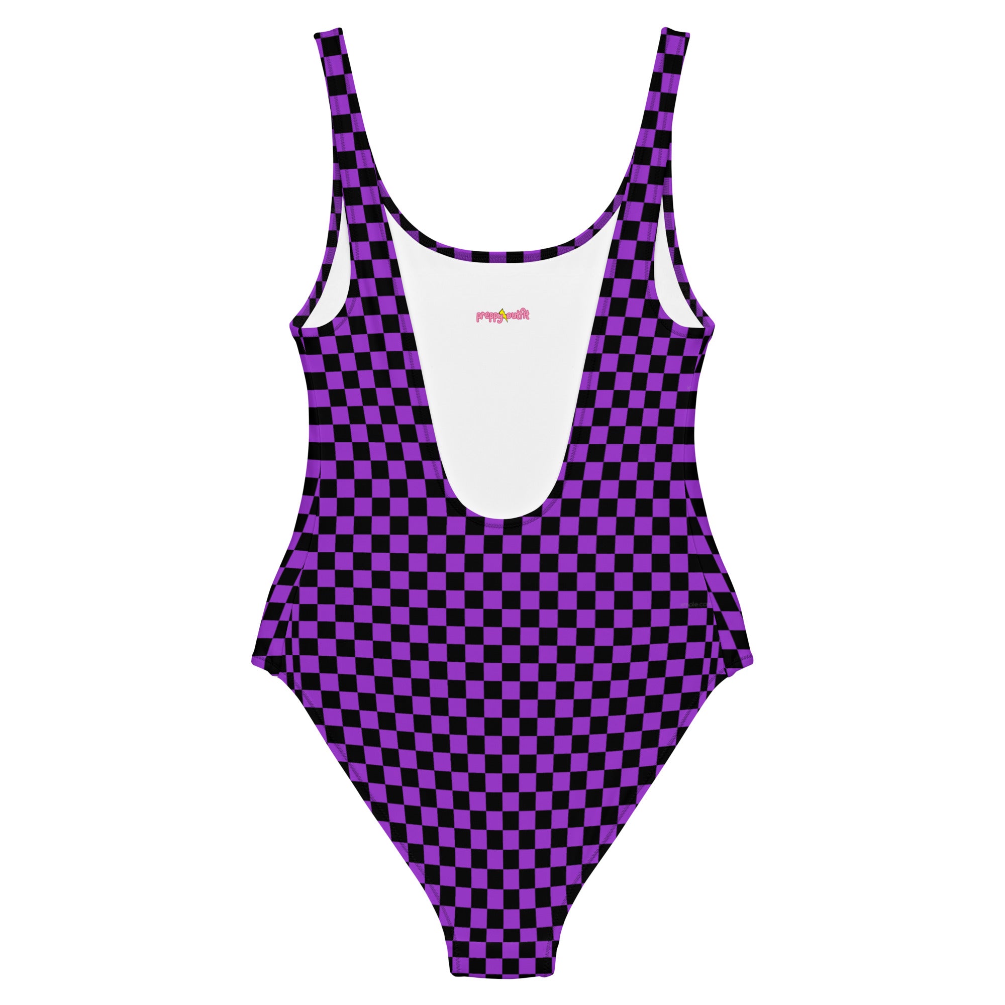 Preppy Purple Checkered One-Piece Swimsuit