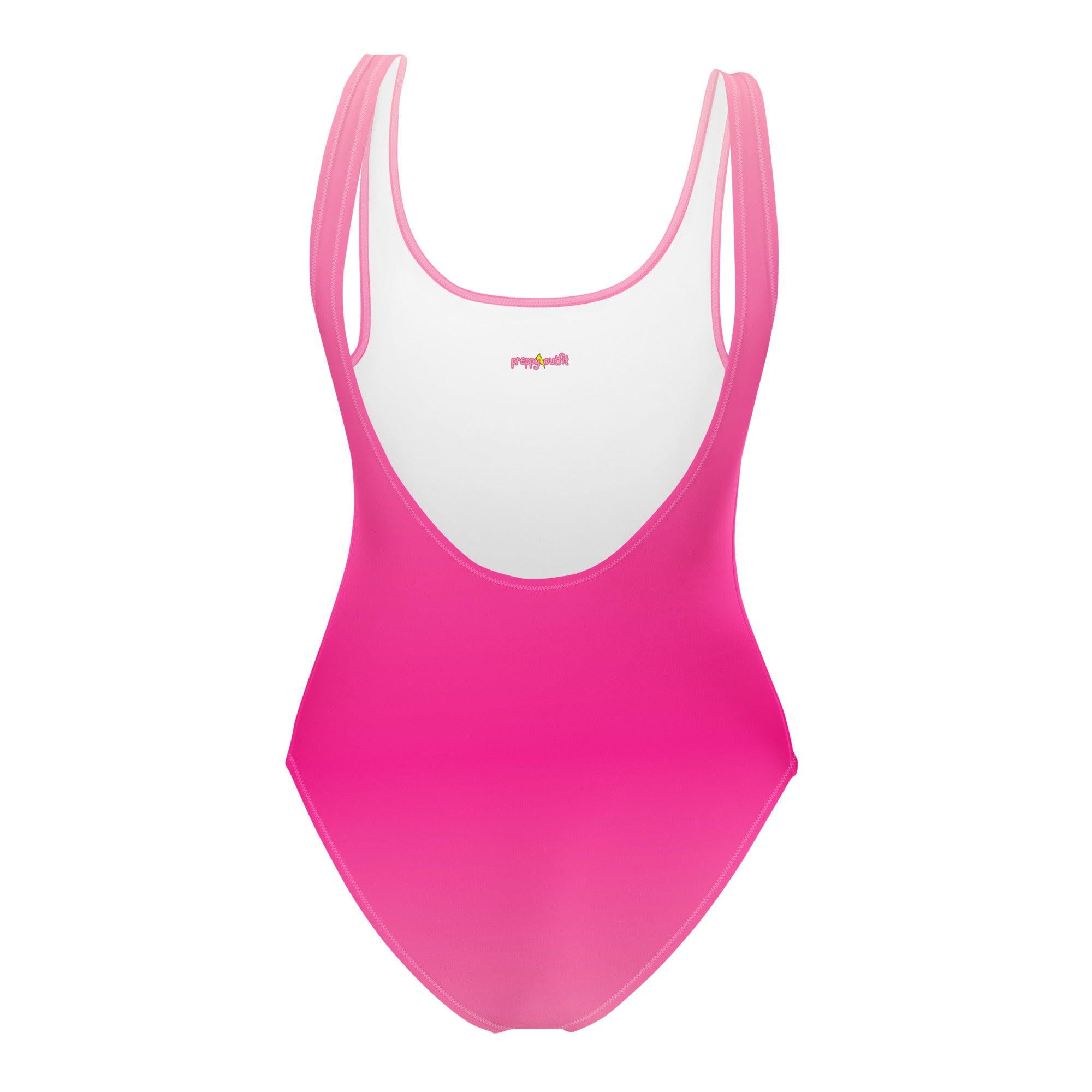 Preppy Pink Gradient One-Piece Swimsuit for Women