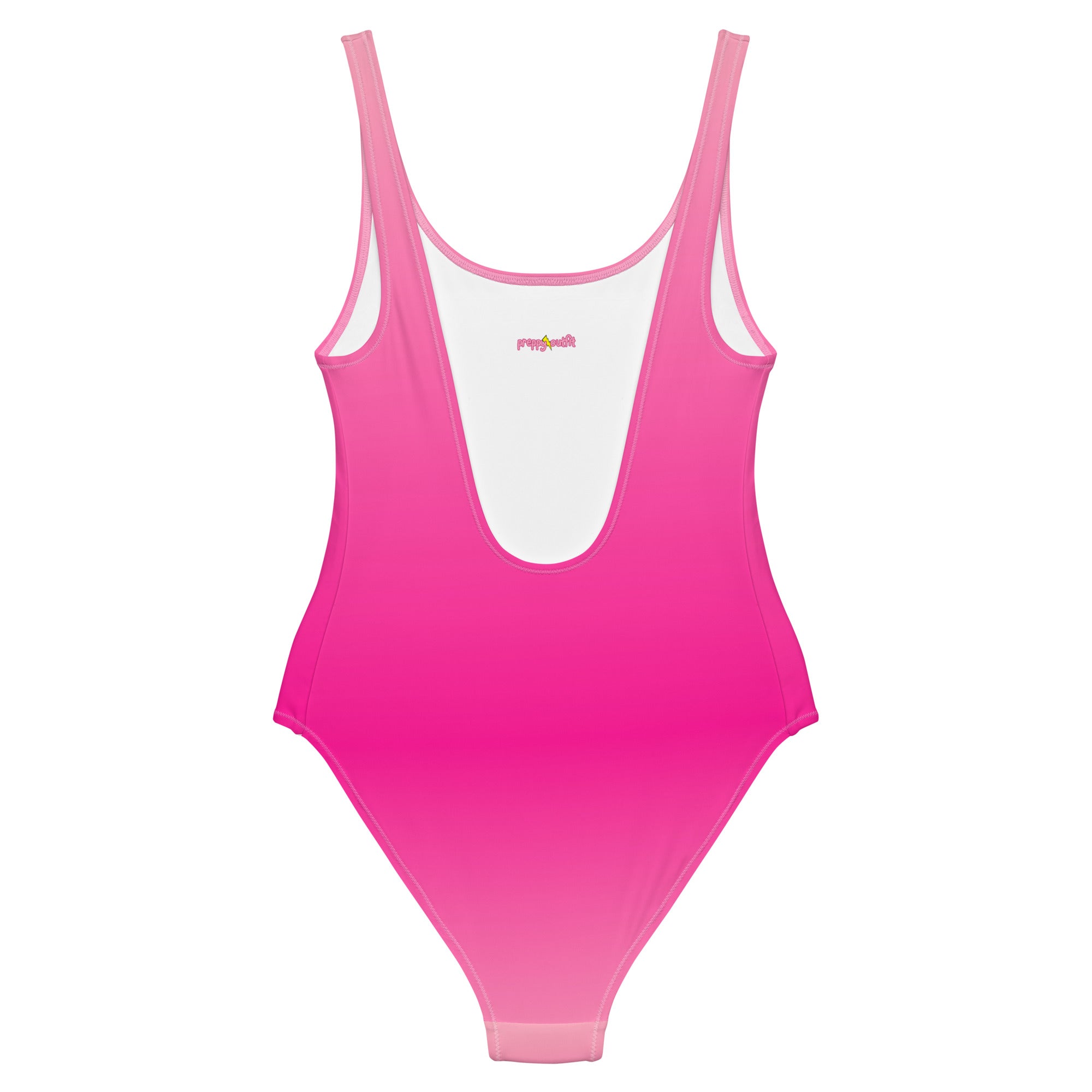 Preppy Pink Gradient One-Piece Swimsuit for Women
