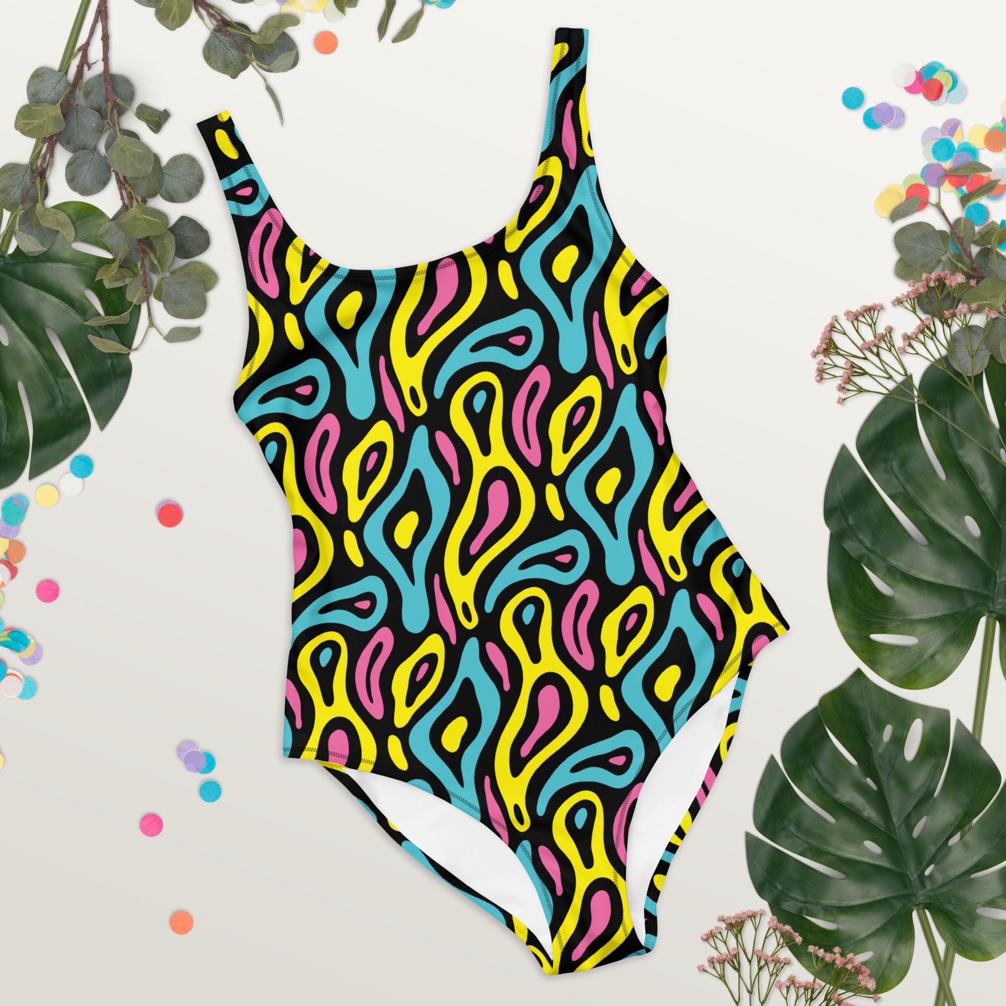 Colorful Neo Memphis Geometric Pattern One-Piece Swimsuit