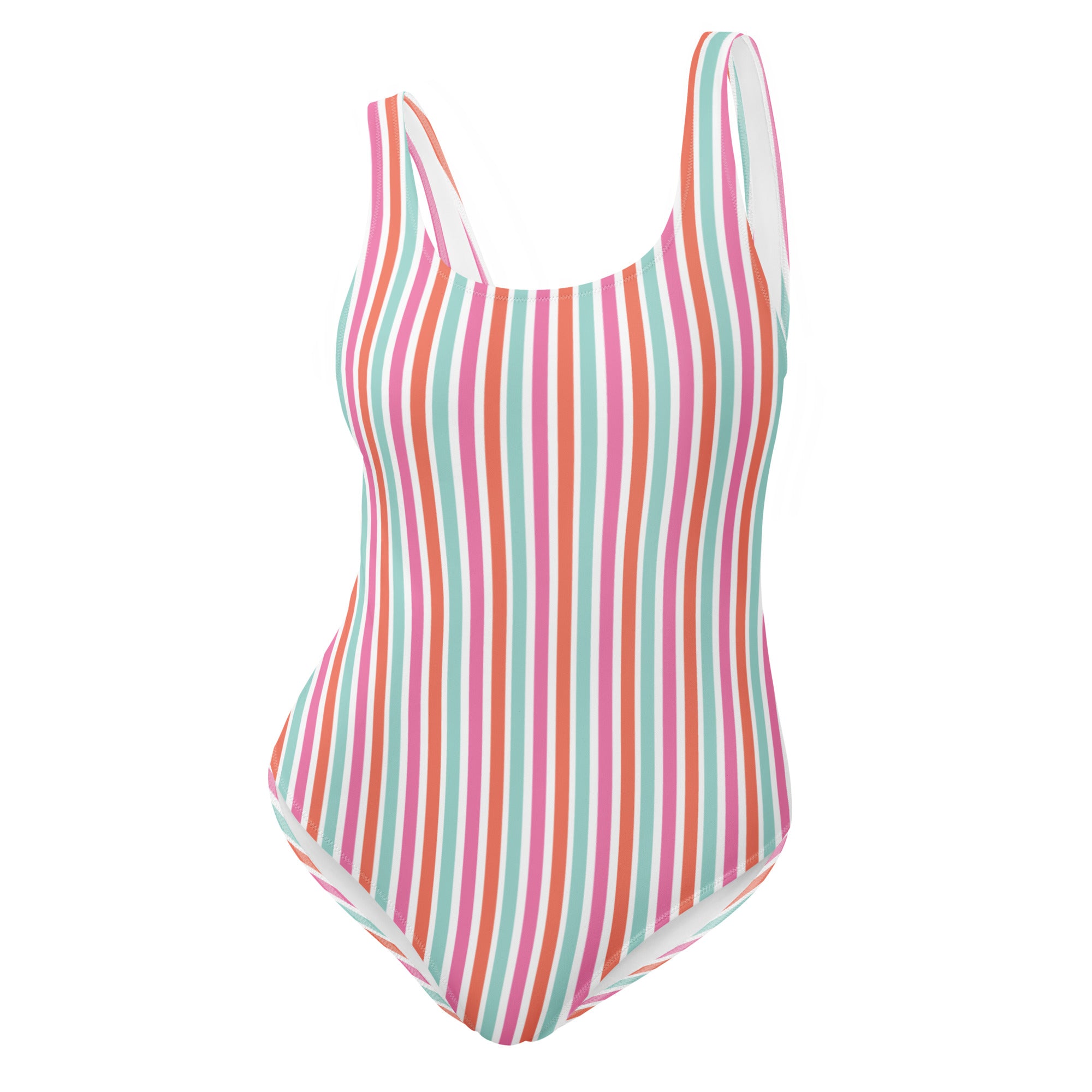 Preppy Aesthetic Multicolor Striped Cute One-Piece Swimsuit