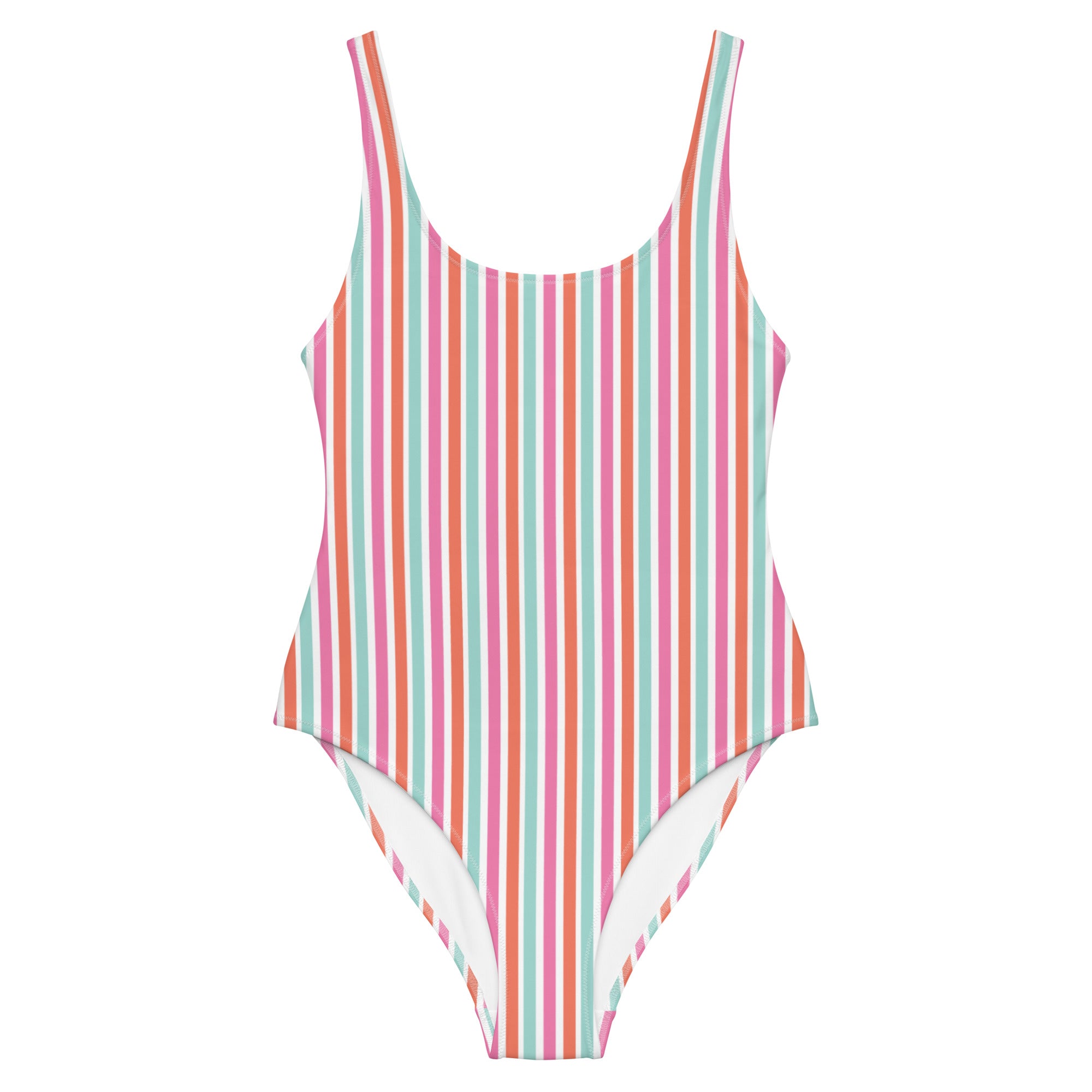 Preppy Aesthetic Multicolor Striped Cute One-Piece Swimsuit