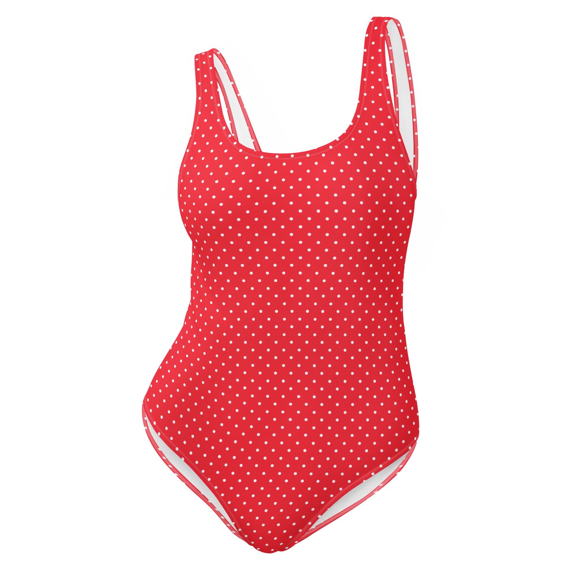 Classic Vintage Red and White Polka Dot One-Piece Swimsuit