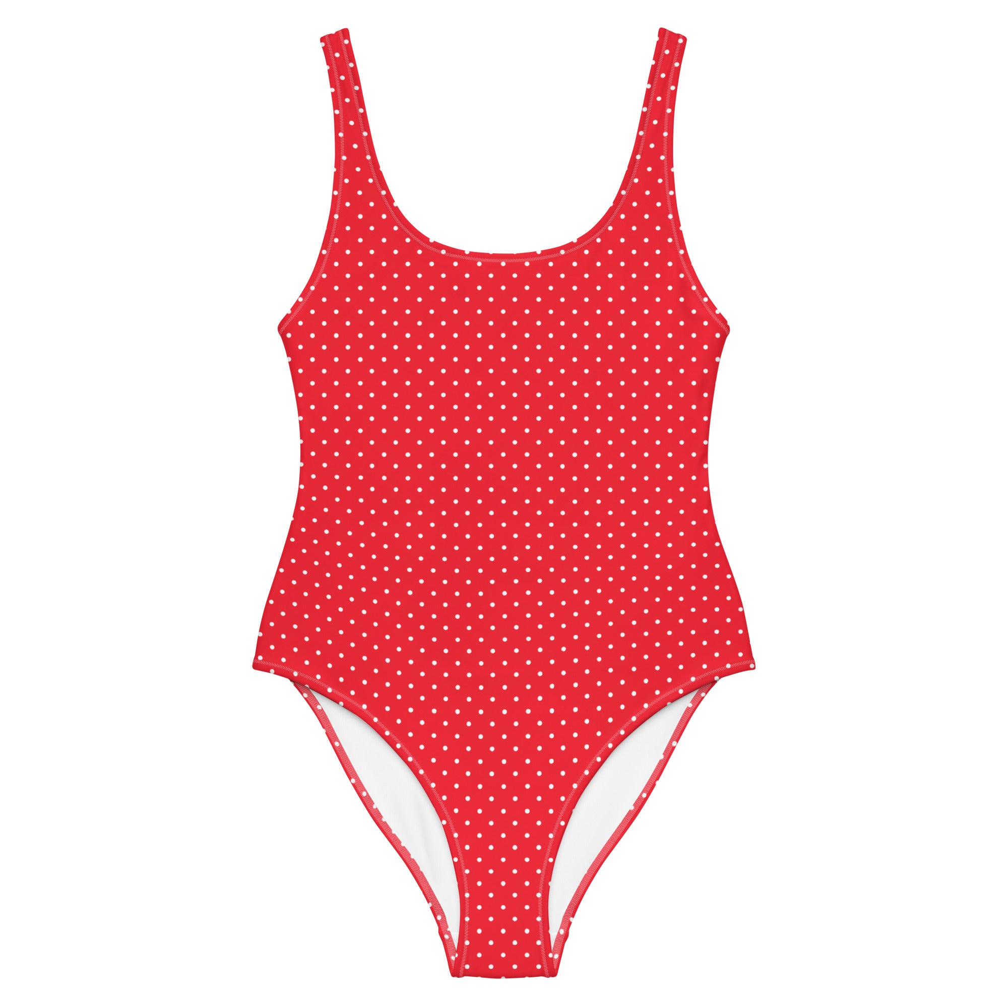 Classic Vintage Red and White Polka Dot One-Piece Swimsuit